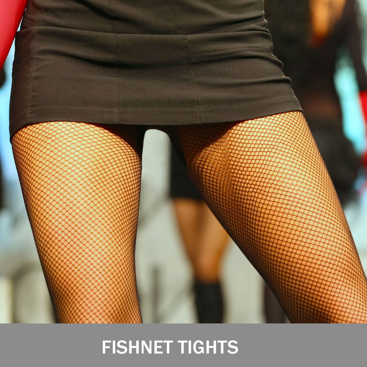 Simply Joshimo Tramline Patterned Black Footless Fishnet Tights