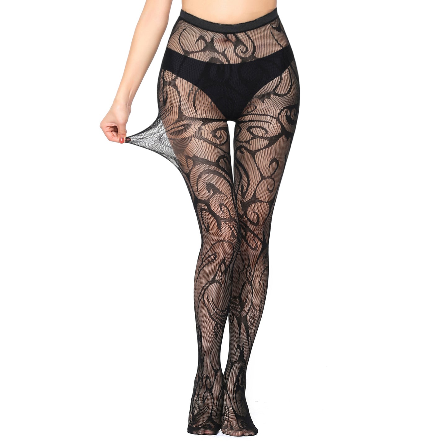 Women's zebra pattern tights with high elastication