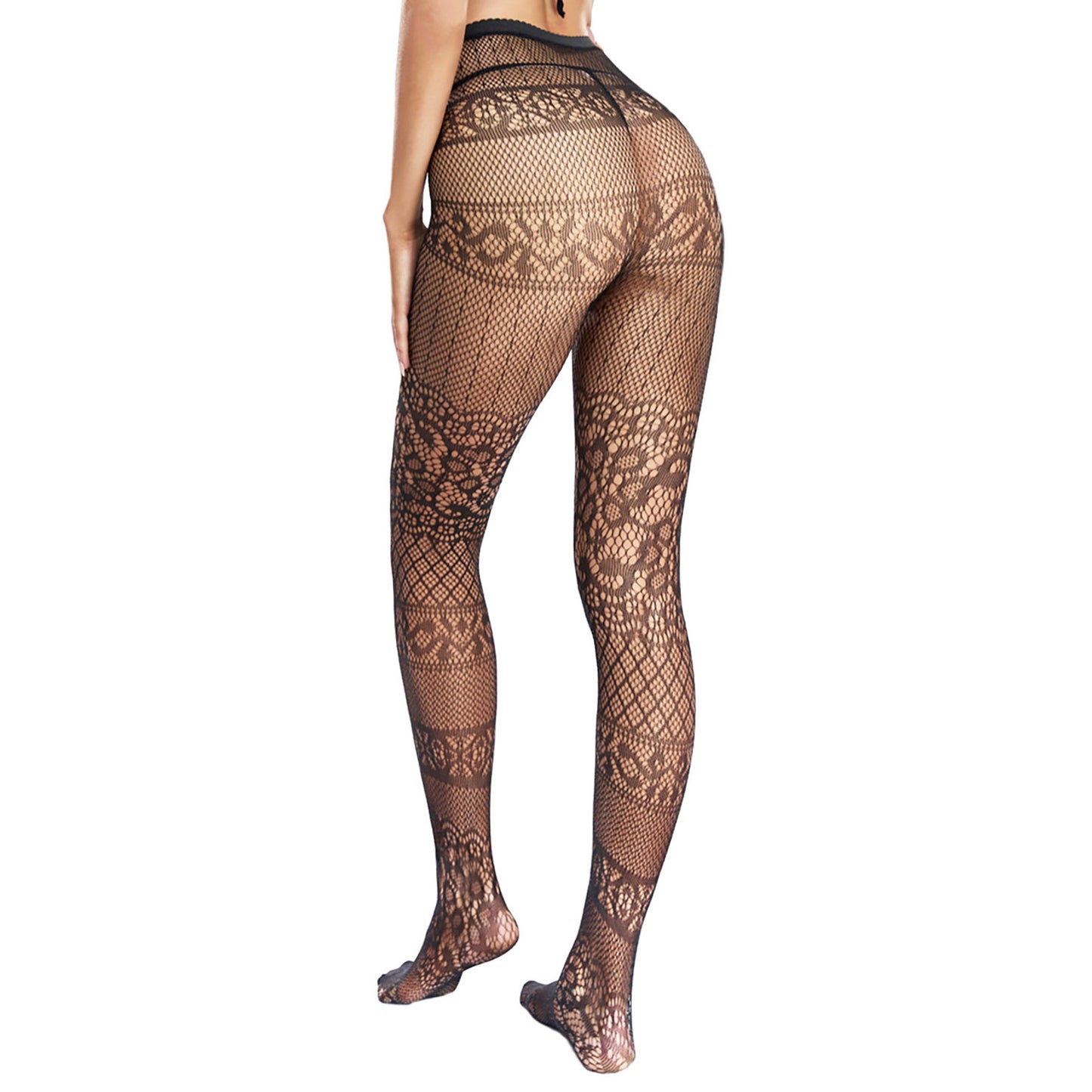 Ladies Black Mesh Net Tights With Patterns - Simply Joshimo