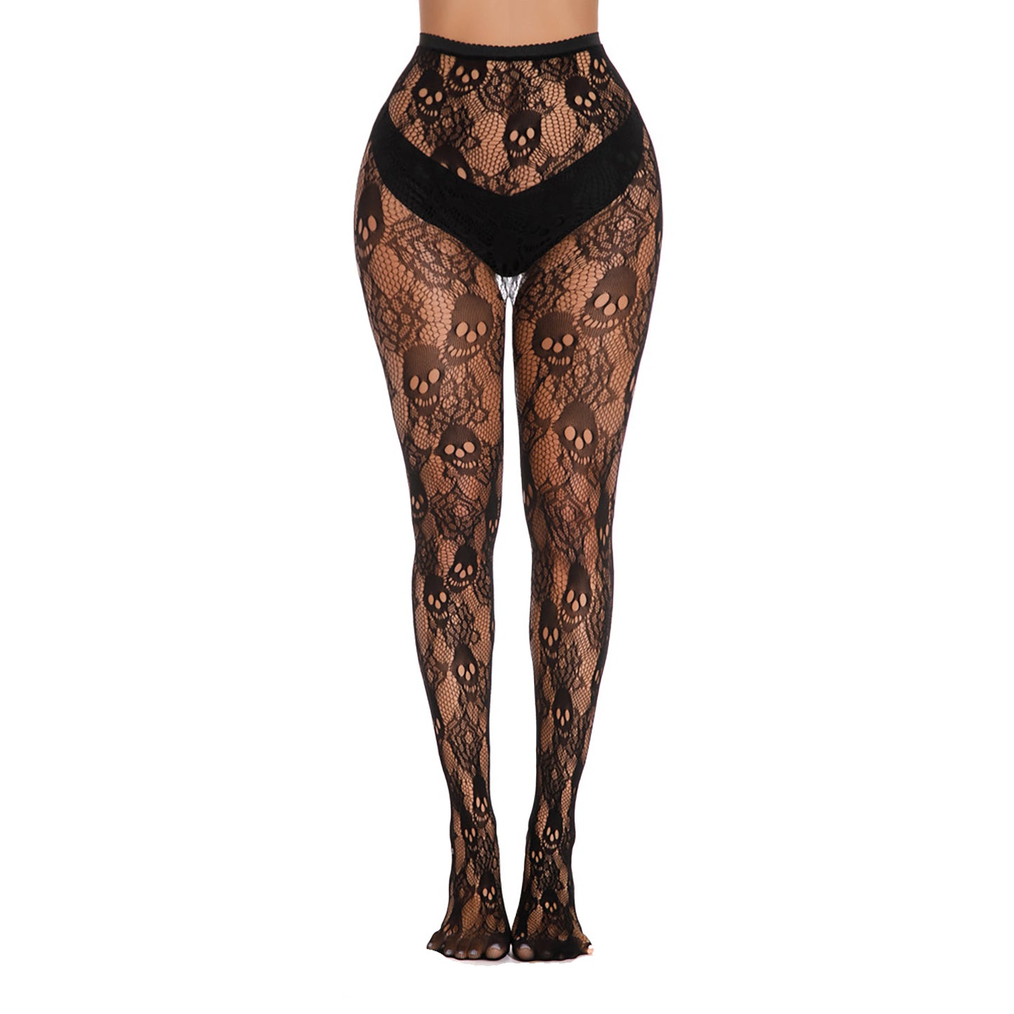 Gothic Skull Patterned Fishnet Tights - Simply Joshimo