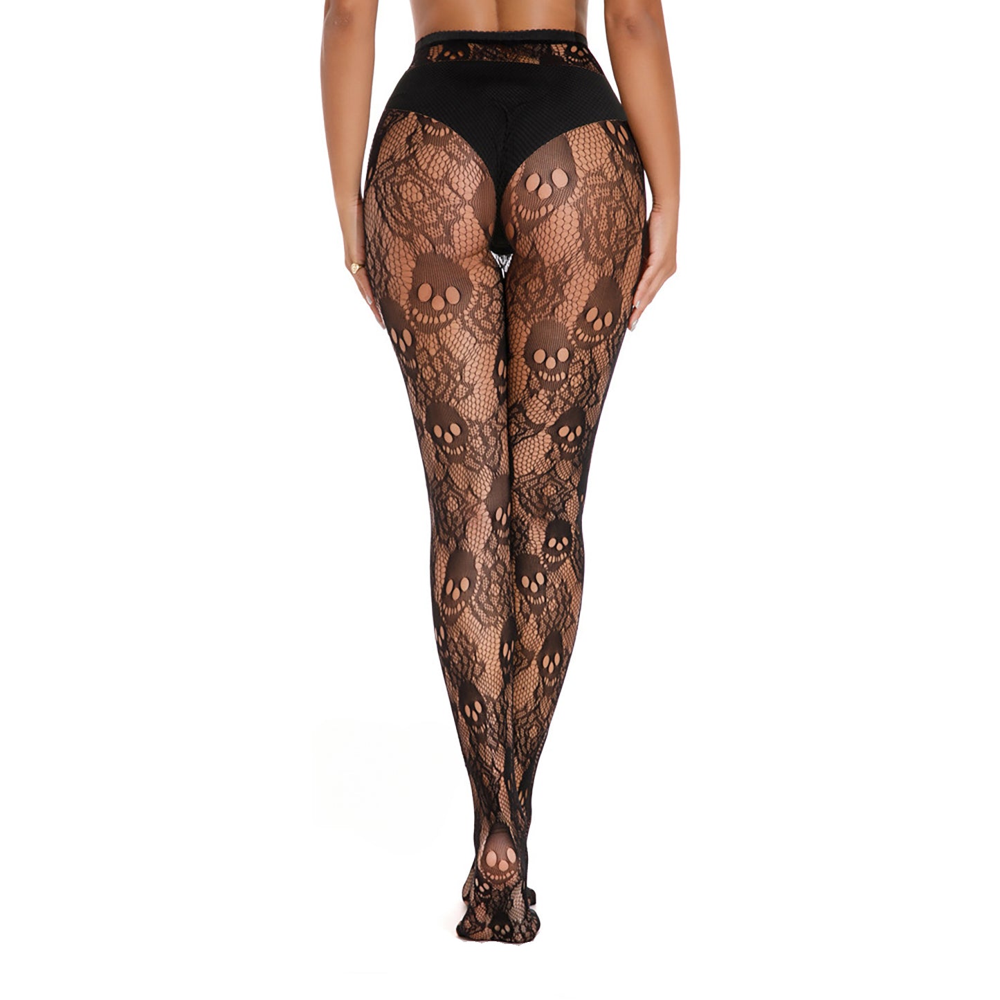 Large Skull & Rose Halloween Patterned Tights