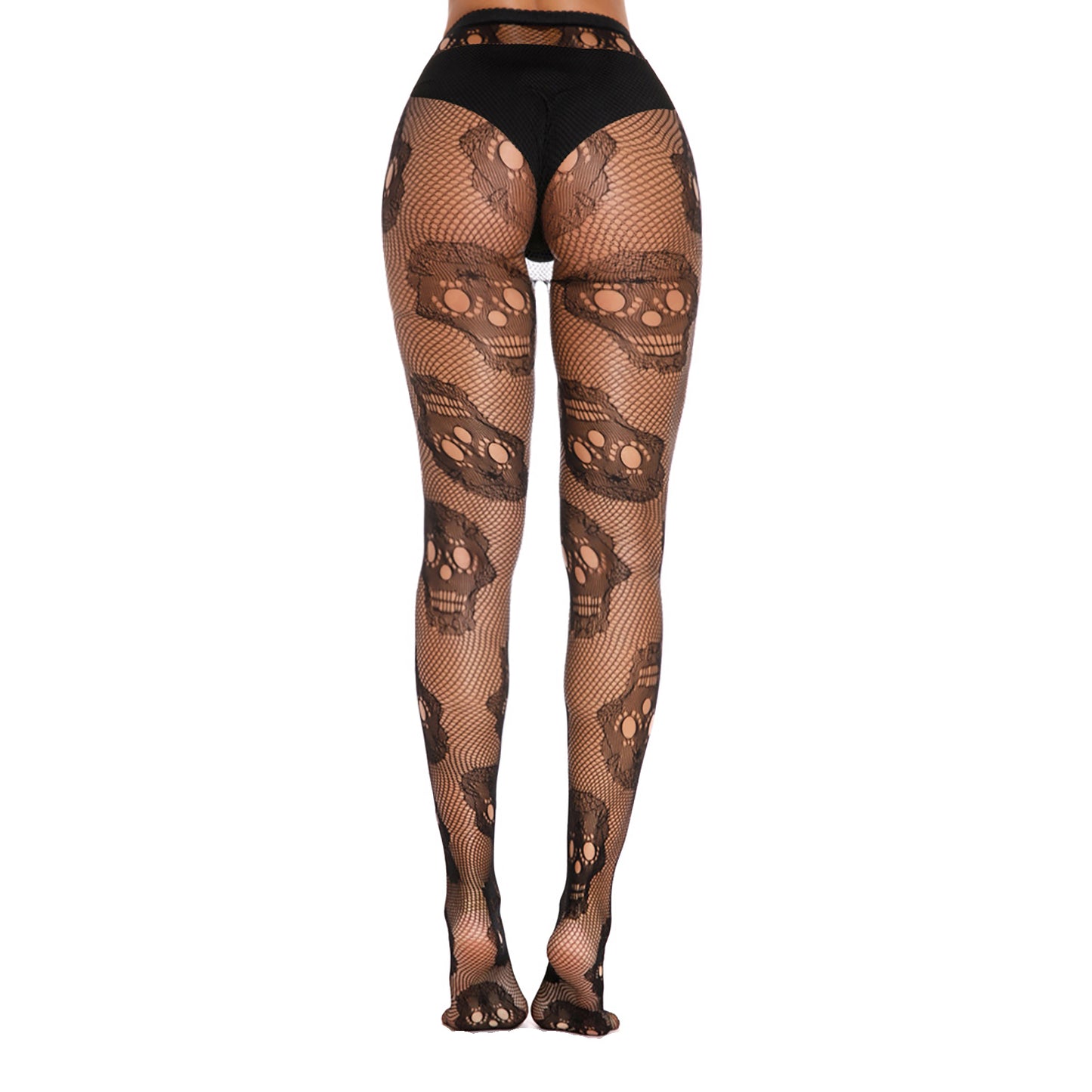 Large Skull Black Halloween Tights