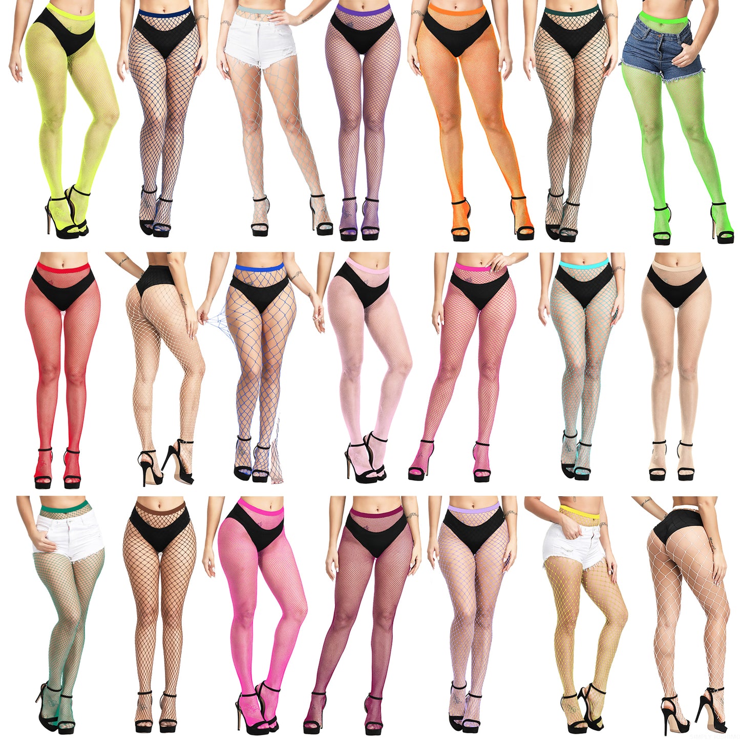 Neon Blue Coloured Fishnet Tights - Micro, Regular, Large, or Whale Net - 1 Pair