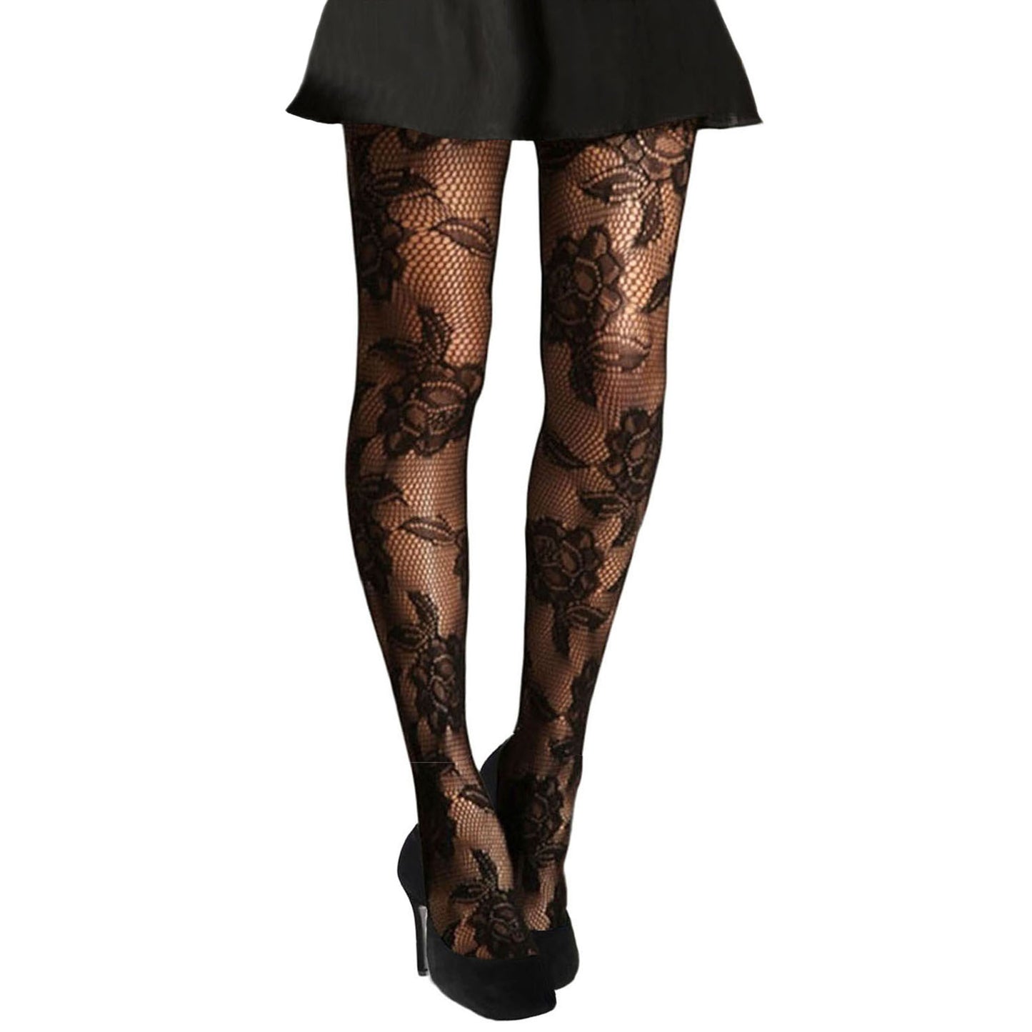 Simply Joshimo Black English Rose floral tights