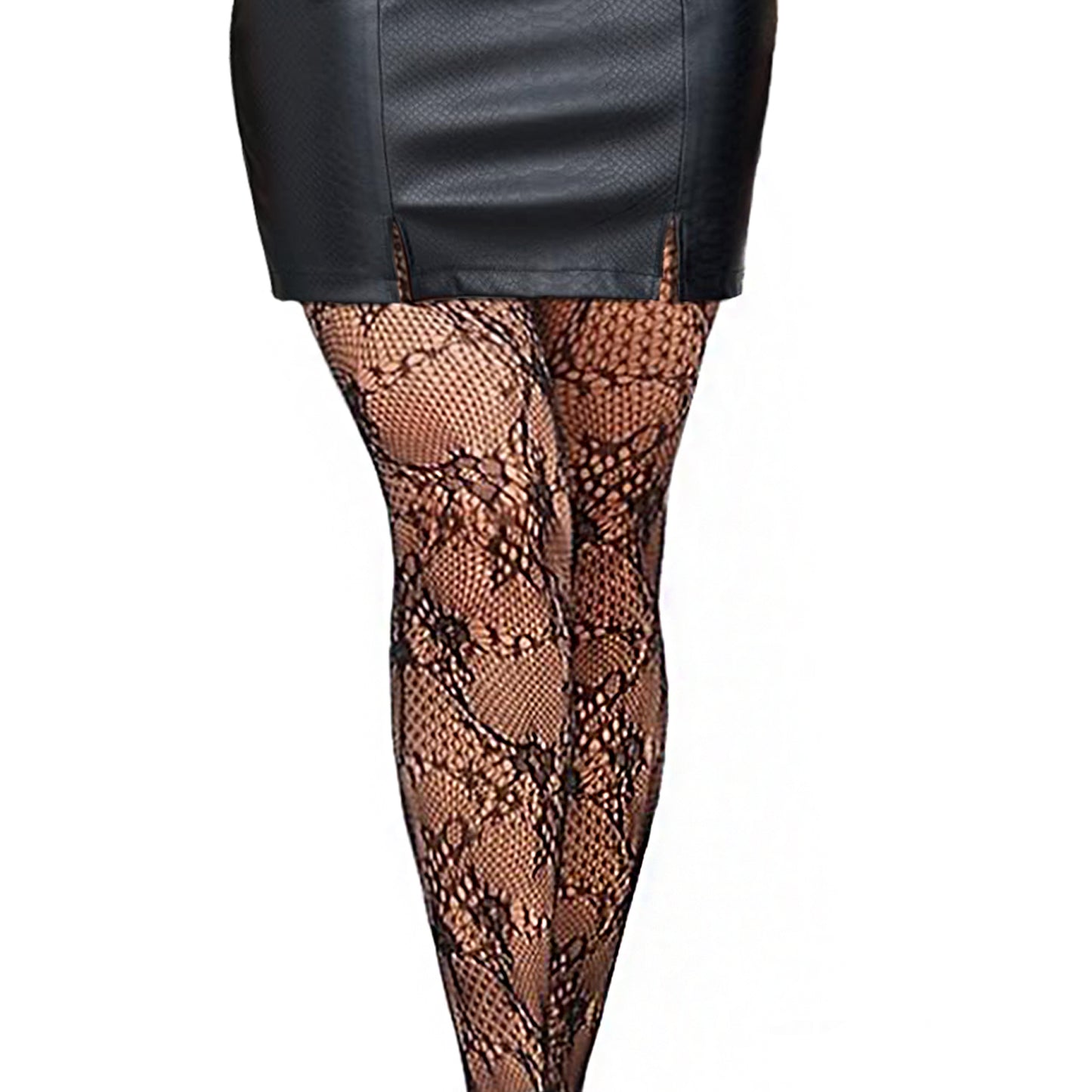 Black floral print hosiery for ladies