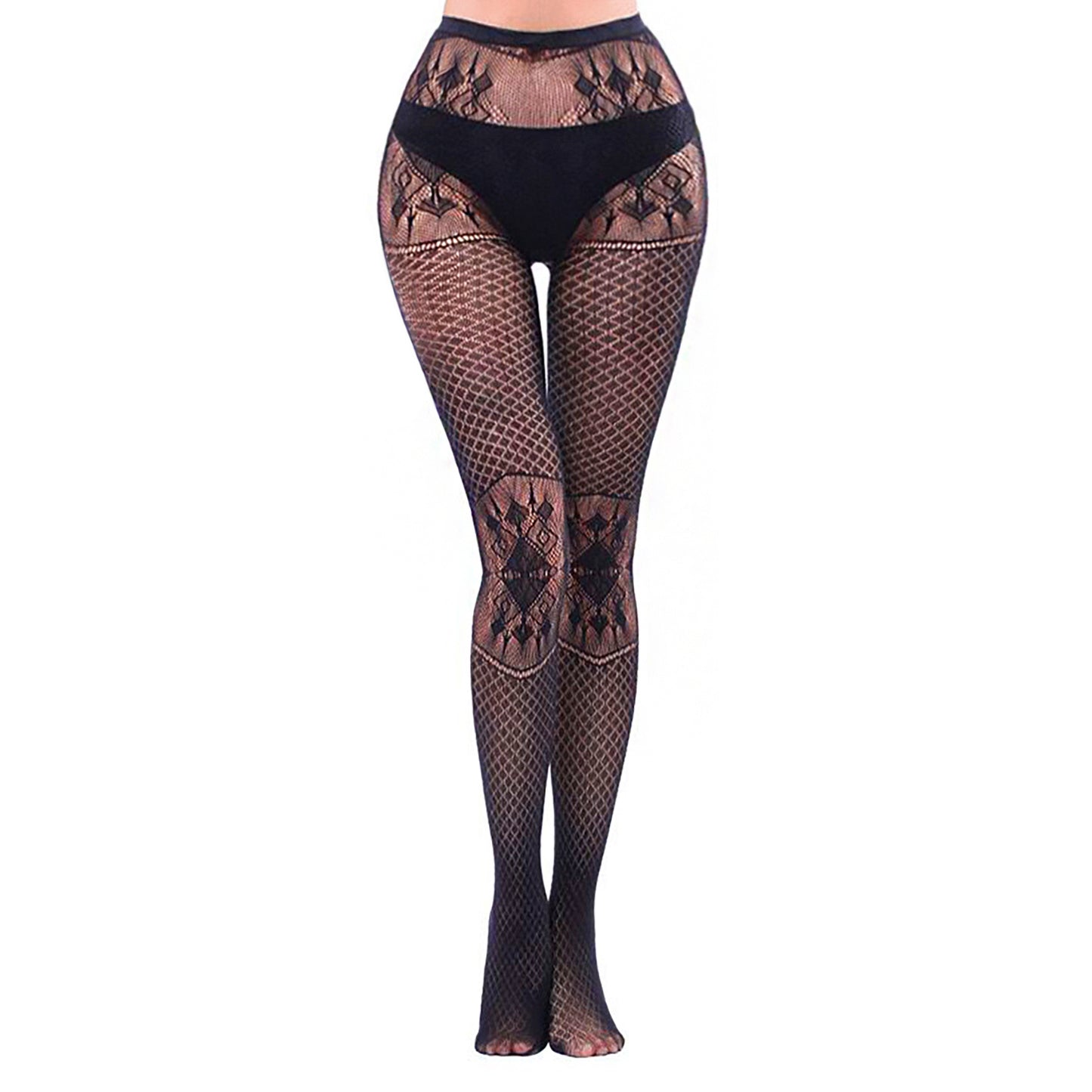 Ladies dream catcher print fishnets in black