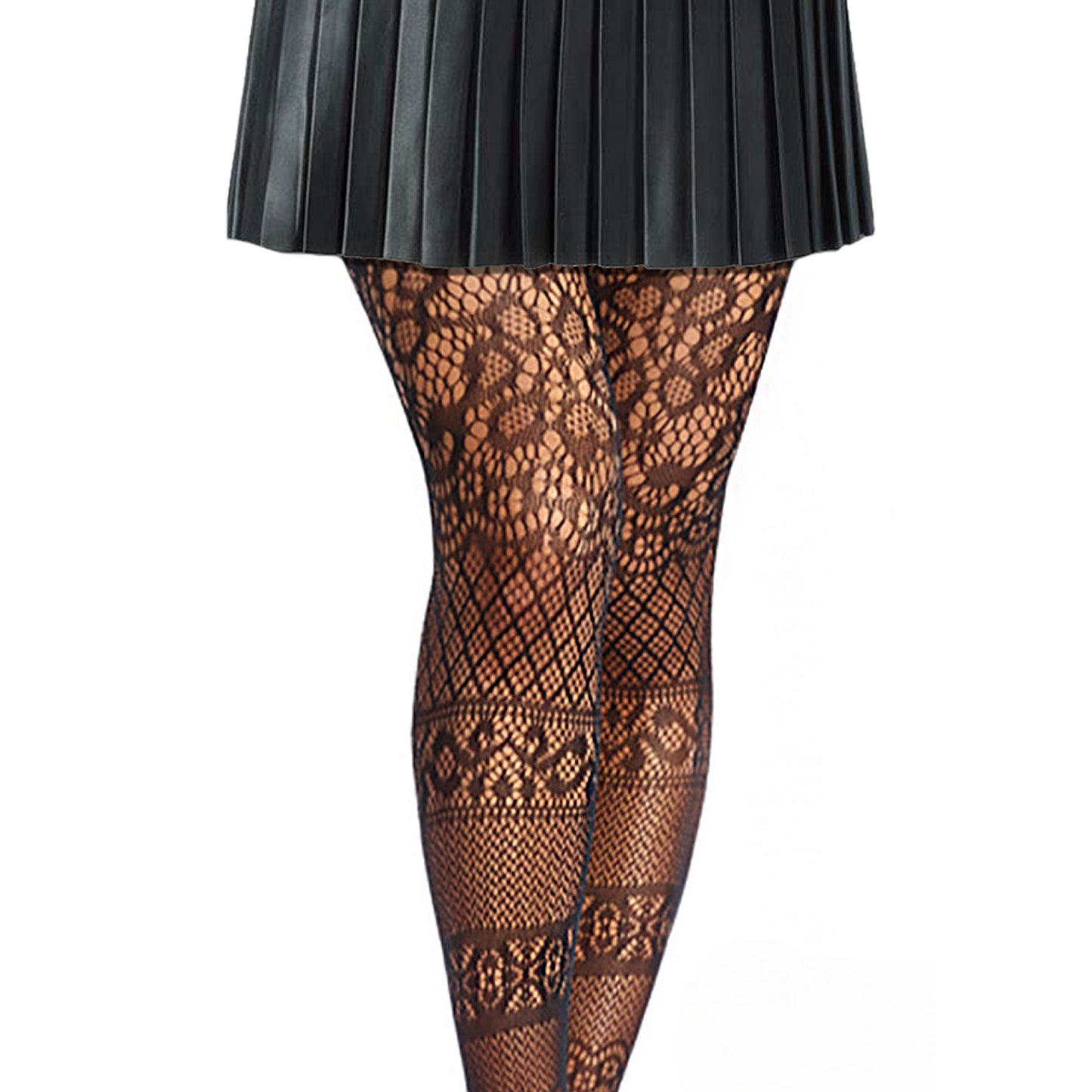OOTD black leather pleated skirt and Hosiery