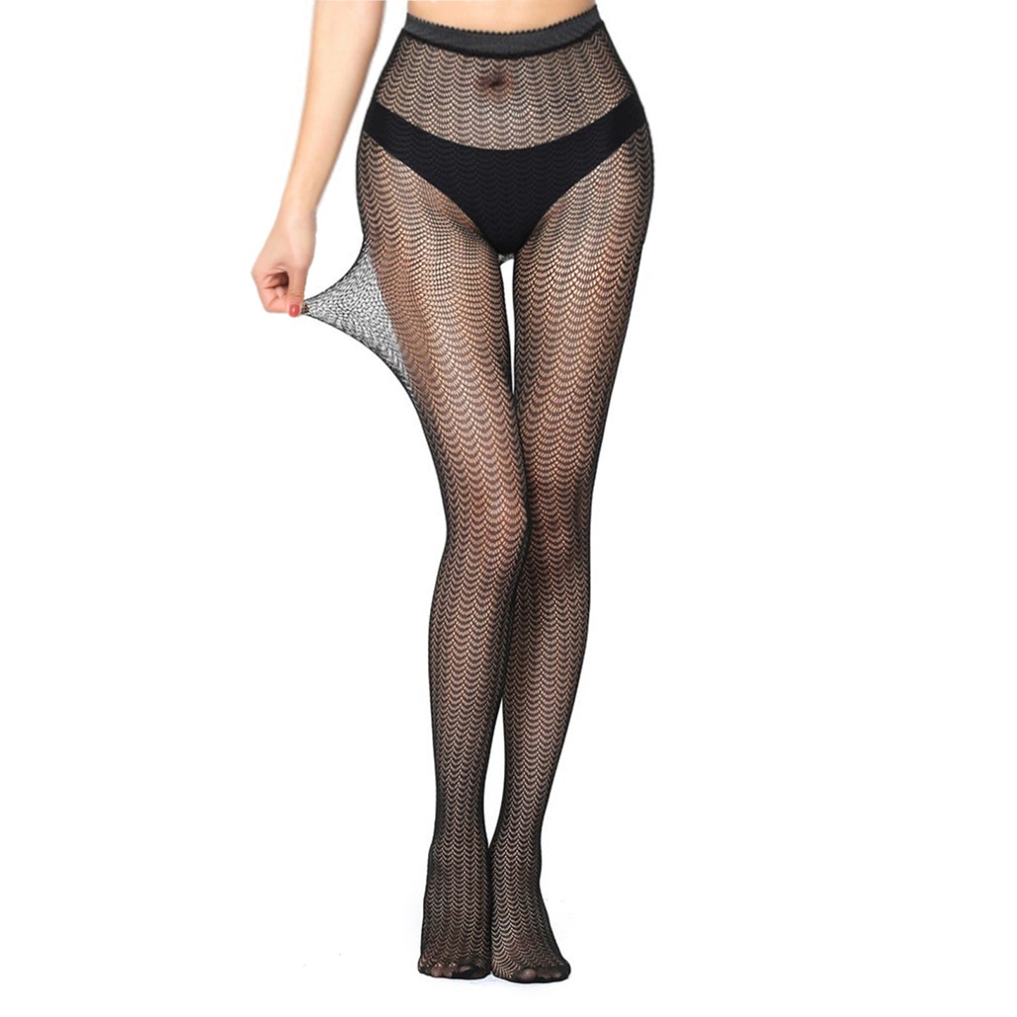 Womens patterned fishnet tights with stretch