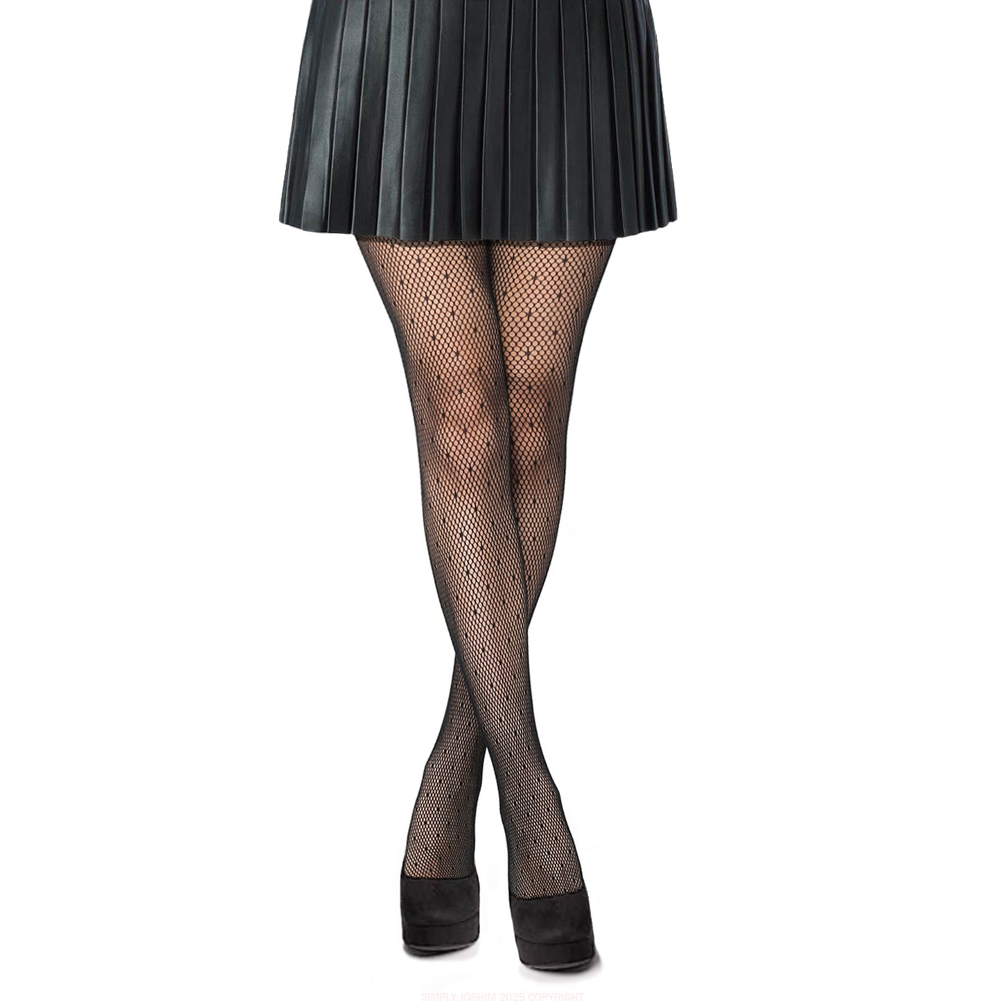 Buy Simply Joshimo polka dot fishnet tights in black
