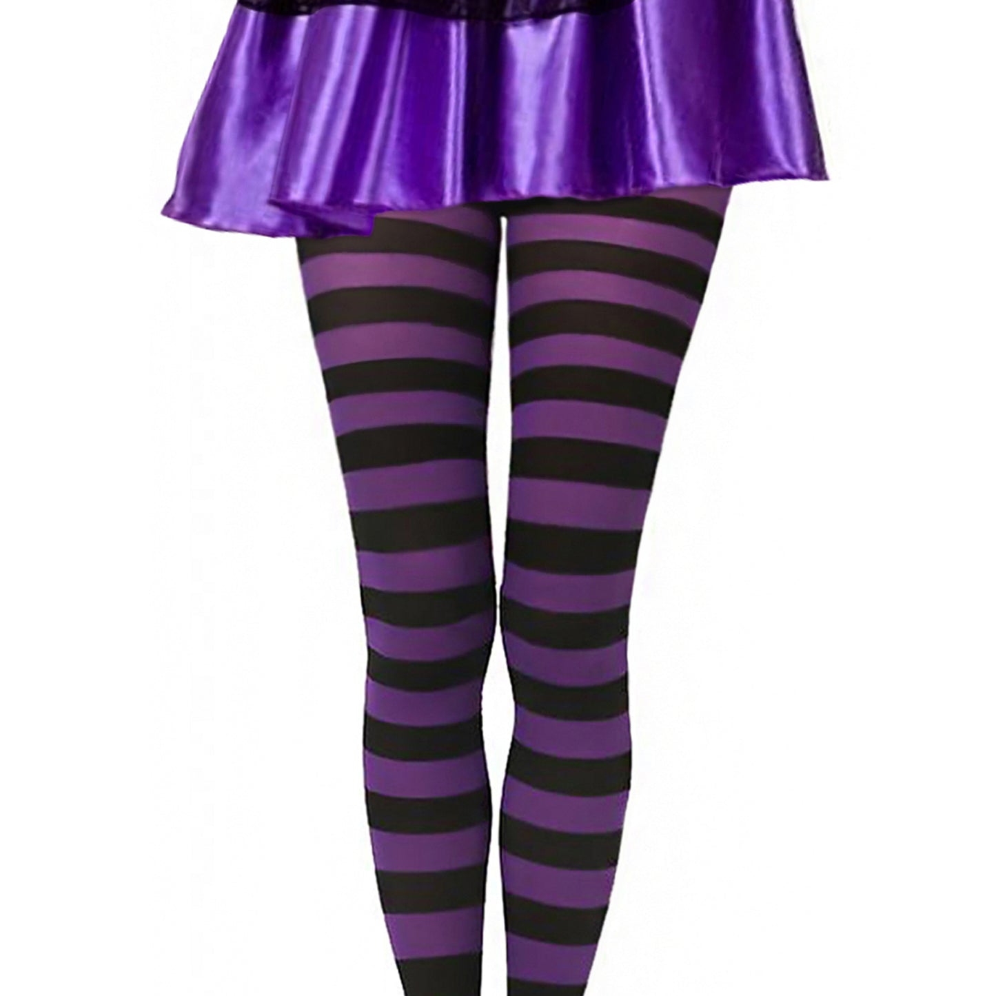 purple and black horizontal striped hosiery