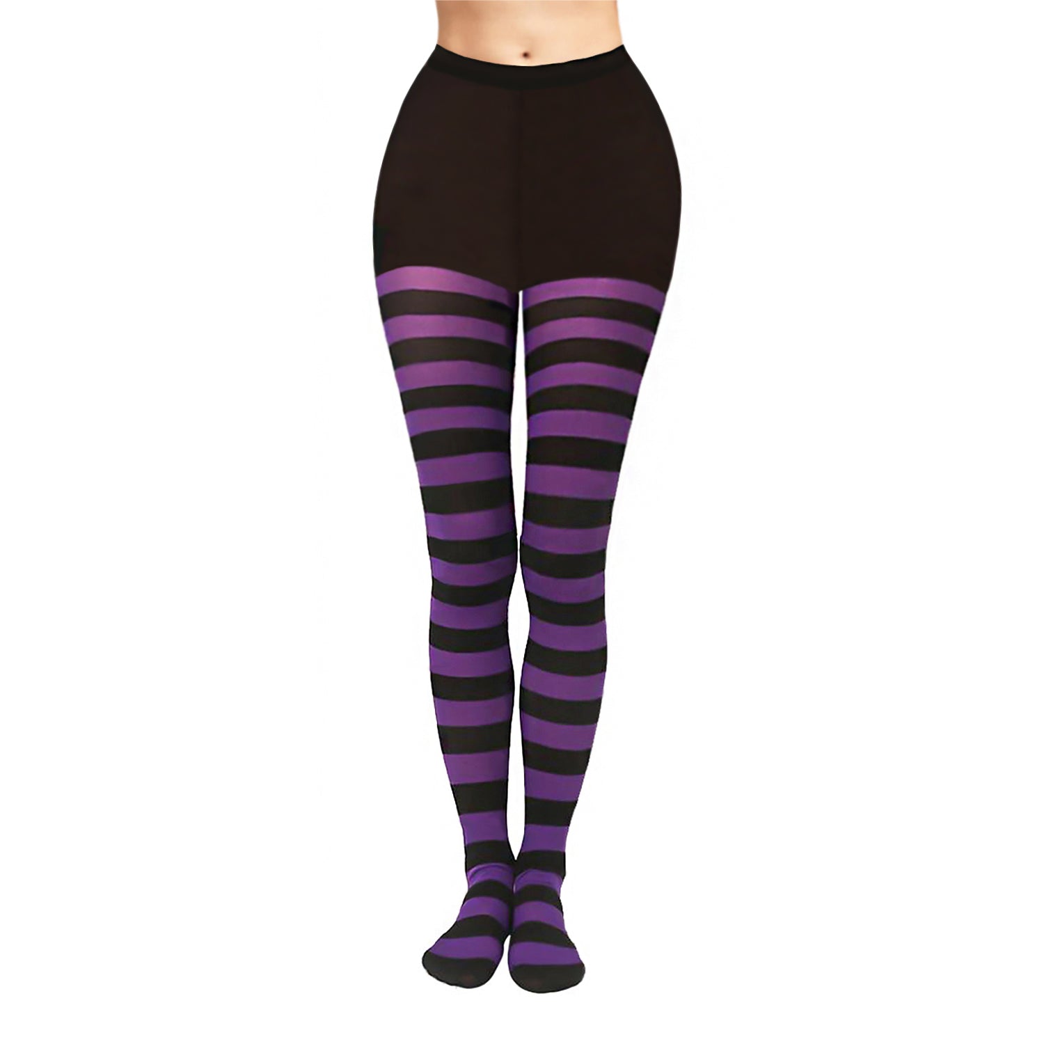 Simply Joshimo - Colourful purple and black striped tights Halloween