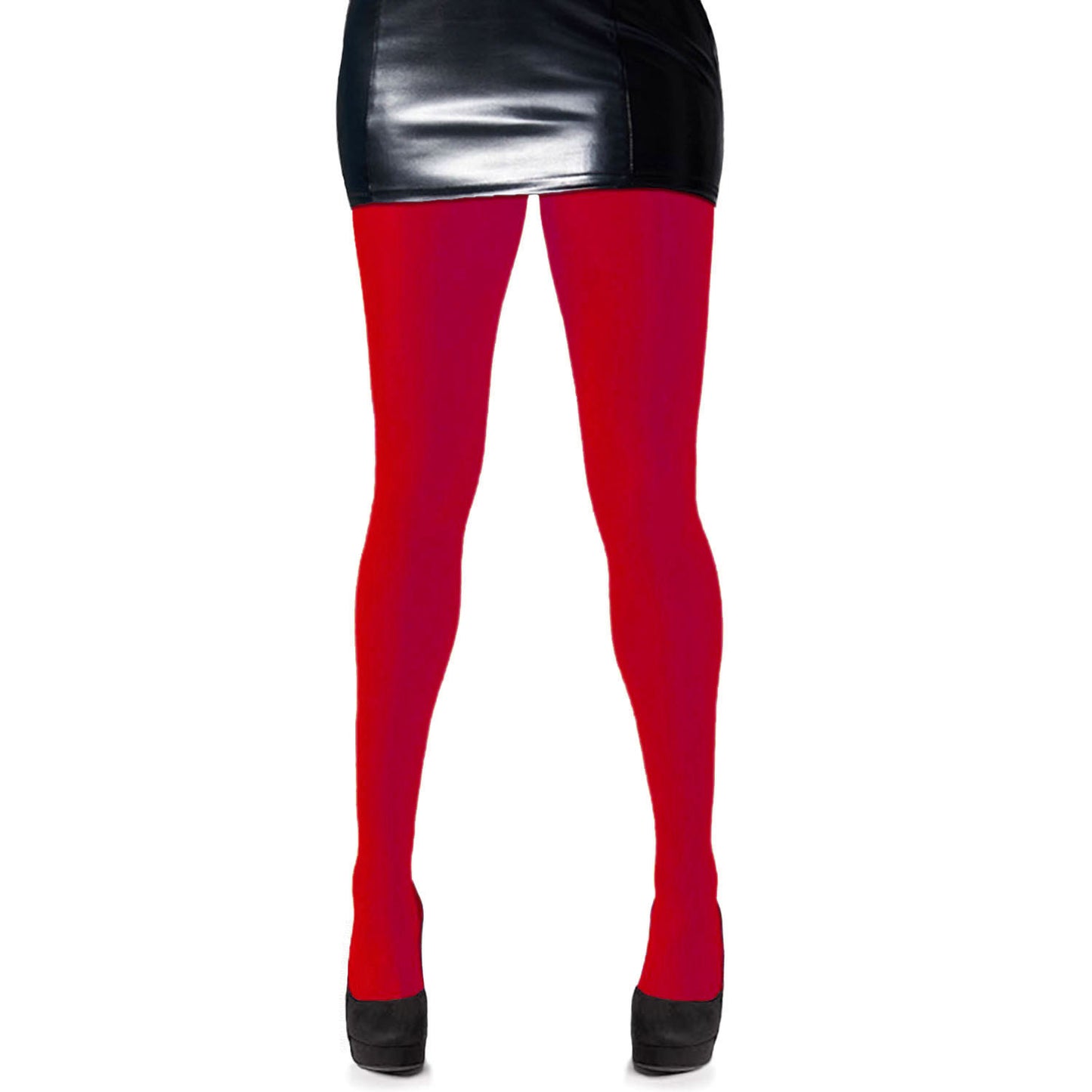 Ladies Red Colourful Thick Opaque Tights - Simply Joshimo