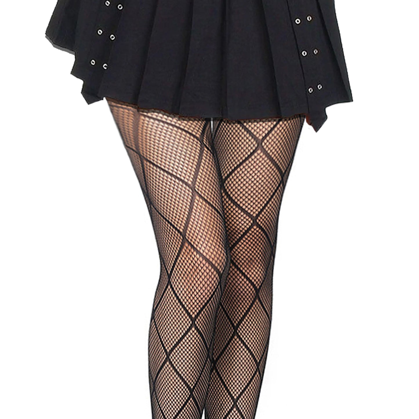 Diamond tights with gothic black mini skirt