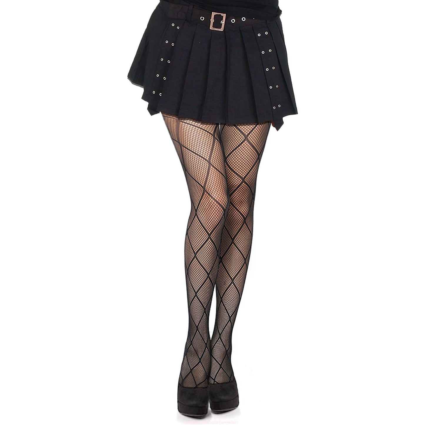 Black fishnet tights with large diamond pattern - Simply Joshimo