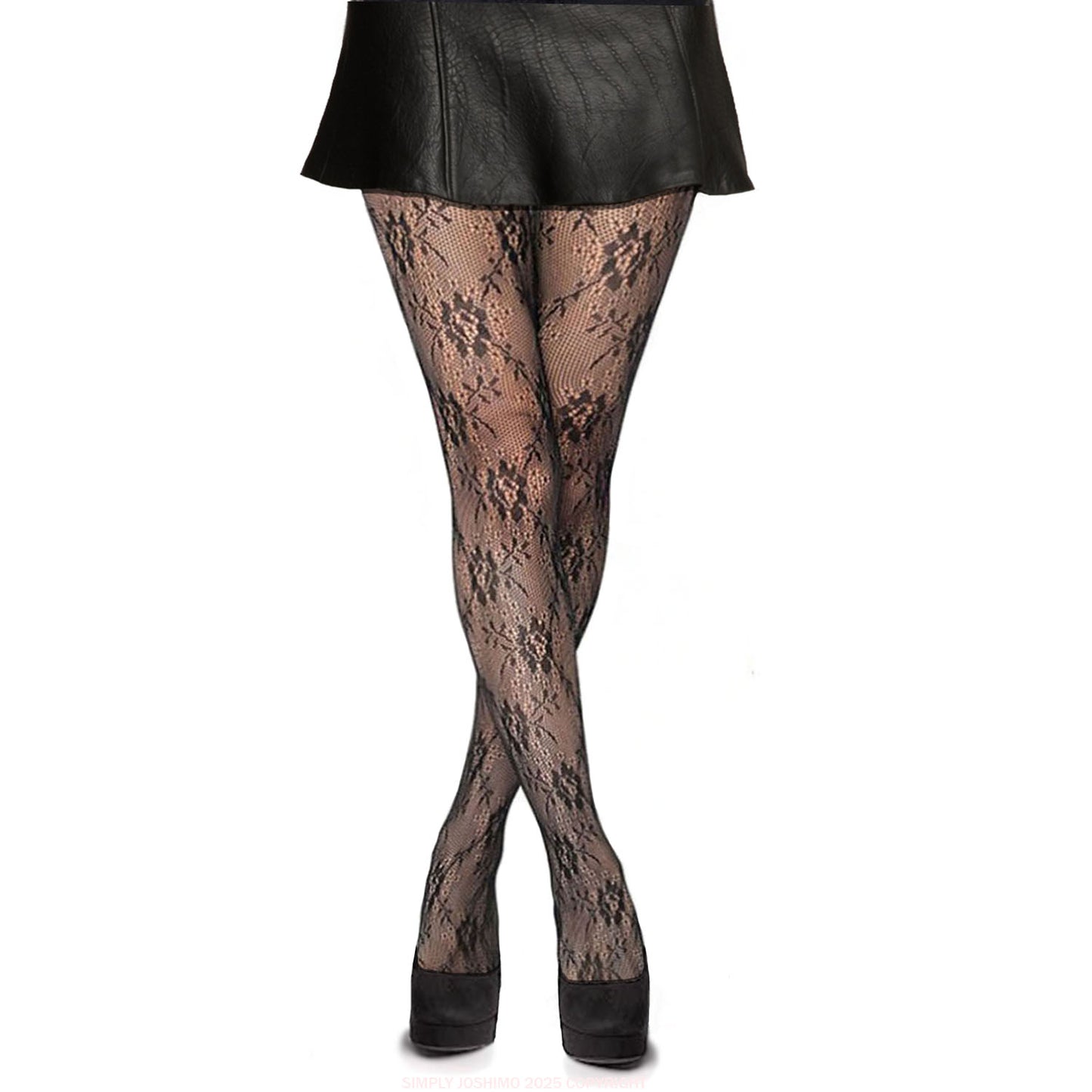 Simply Joshimo English rose patterned fishnet fashion tights