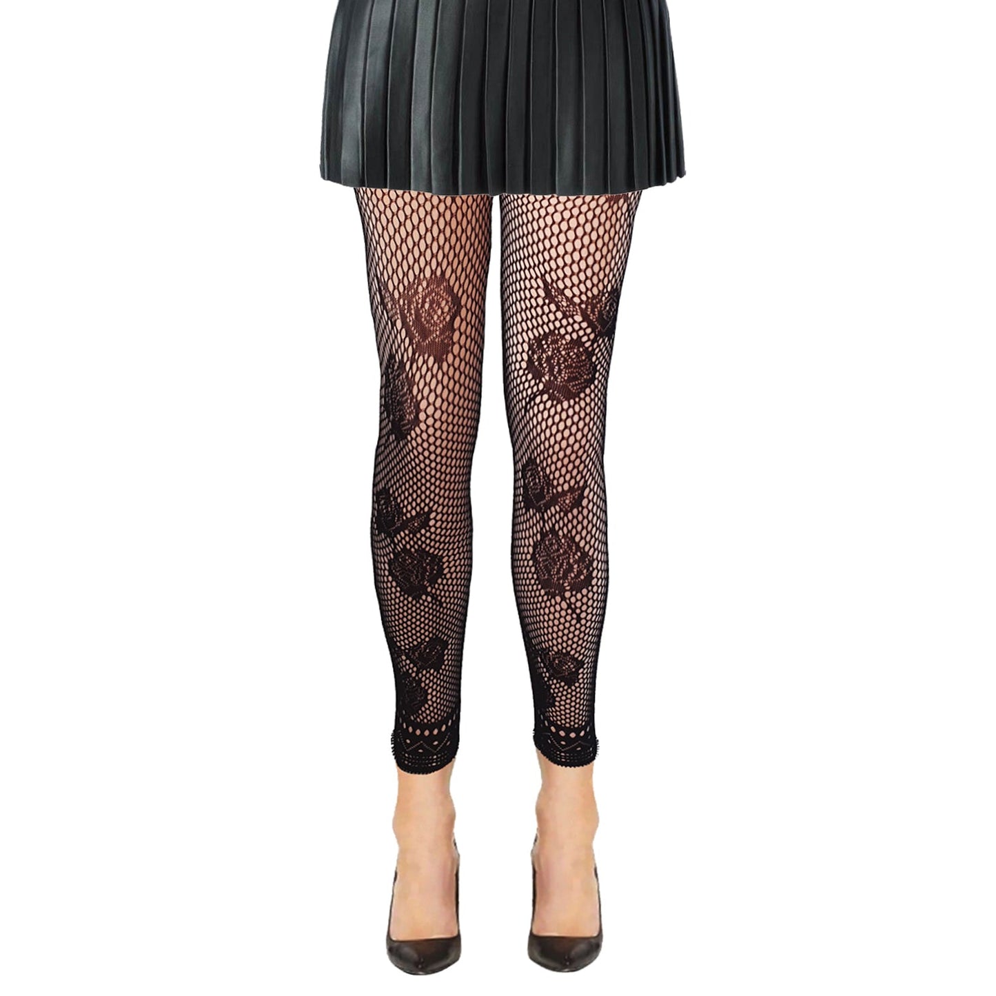 Bold Rose Footless Fishnet Tights- Simply Joshimo