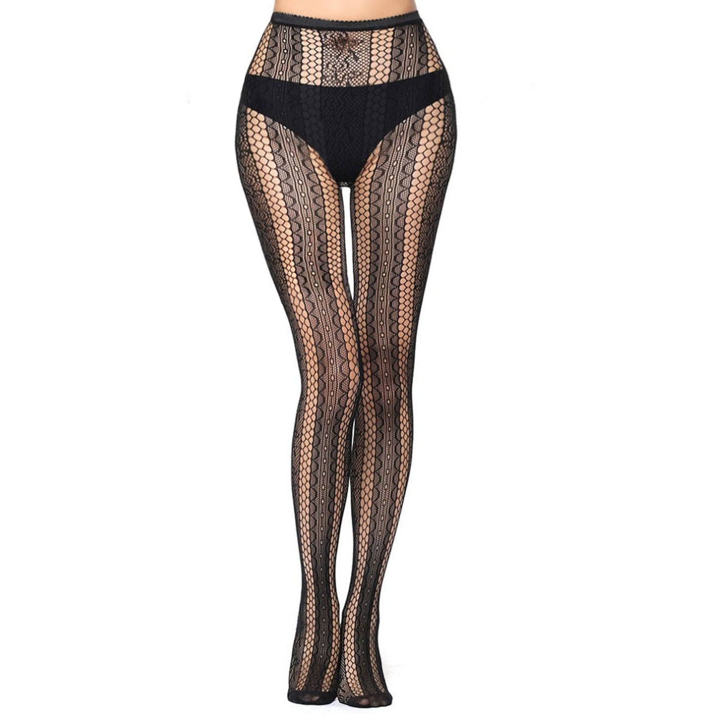 Honeycomb Cut Out Black Tights