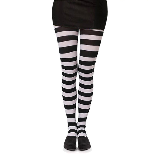 Simply Joshimo black and white striped fancy dress tights