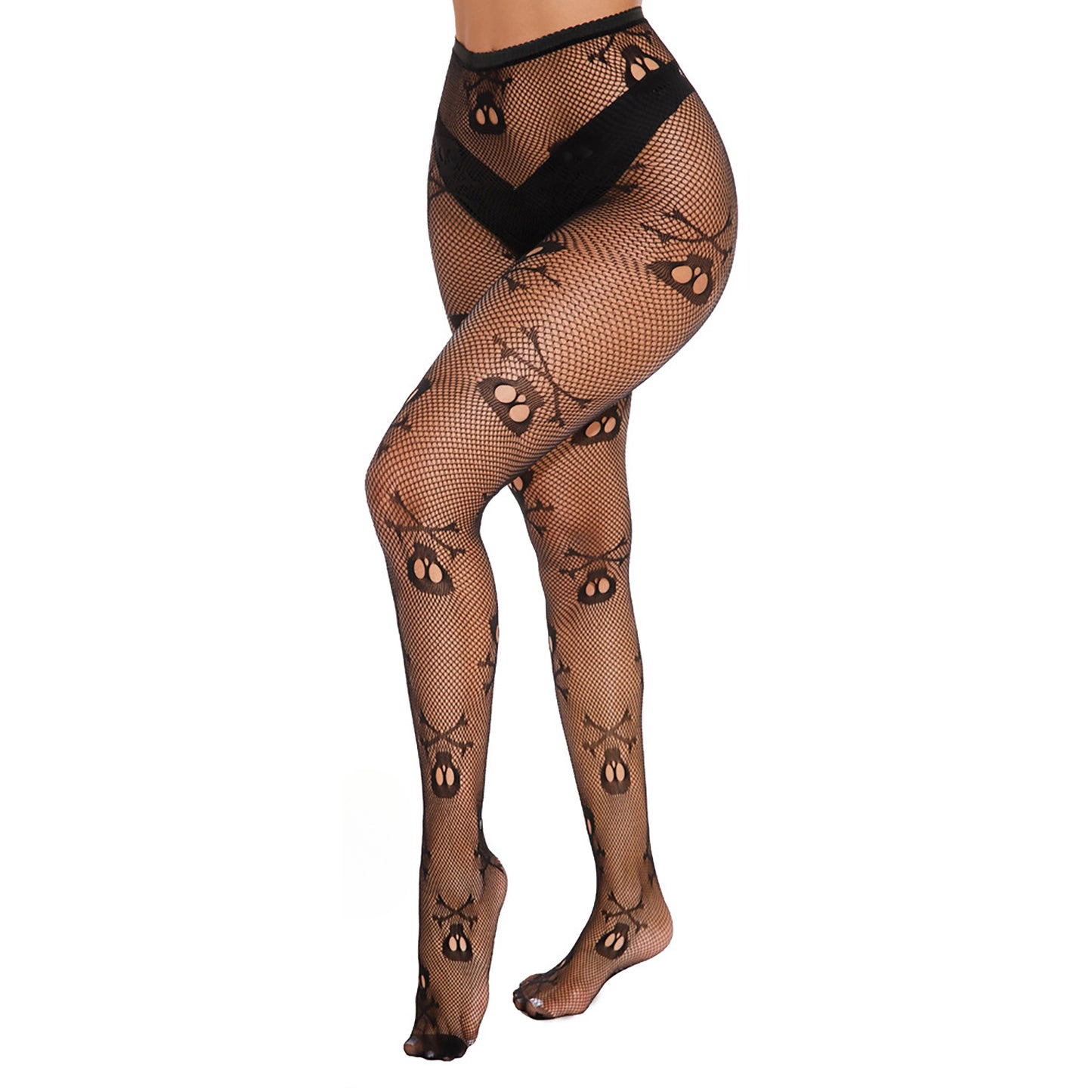 Women's skull and crossbone gothic hosiery accessory