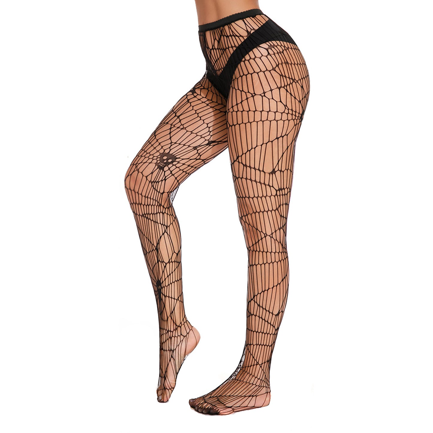 Whale Net Skull Pattern Hollow Out Tights - Simply Joshimo
