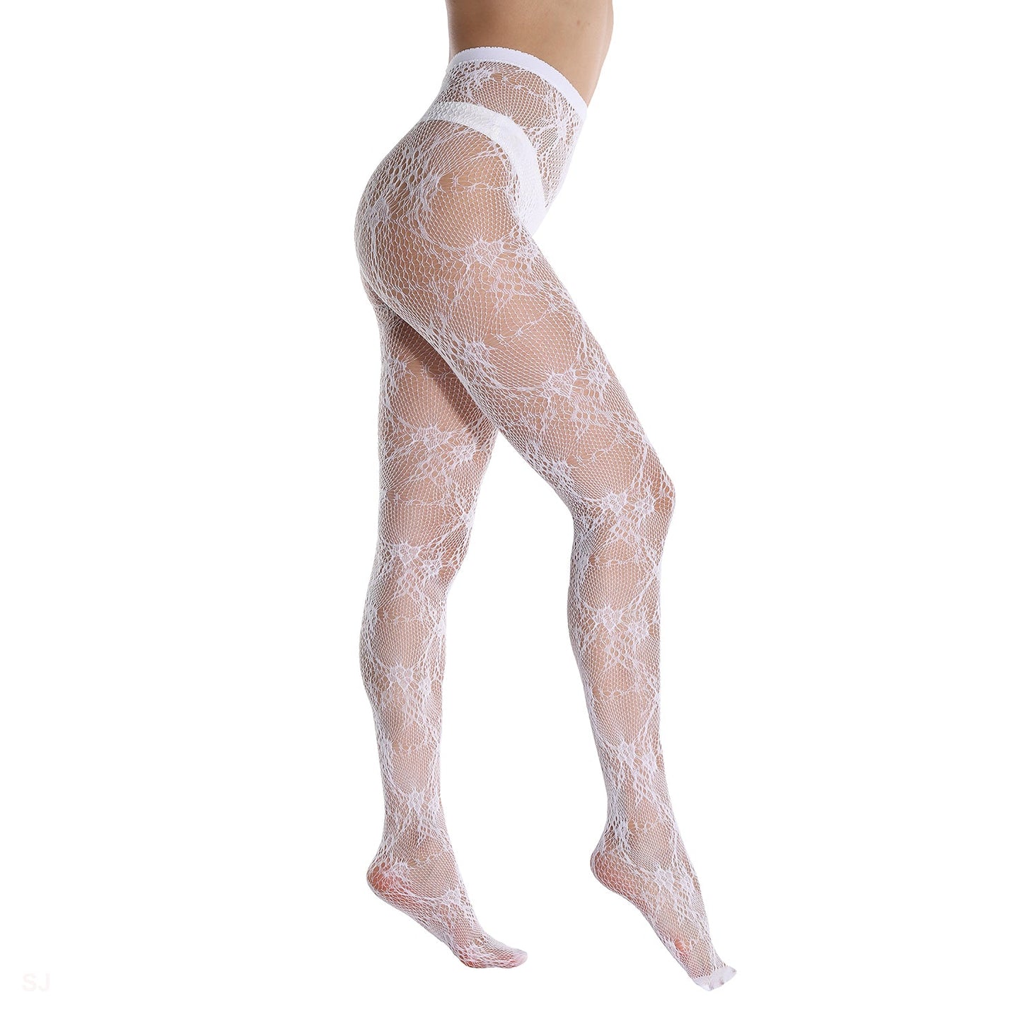 White Lace Flower Fashion Tights - Simply Joshimo