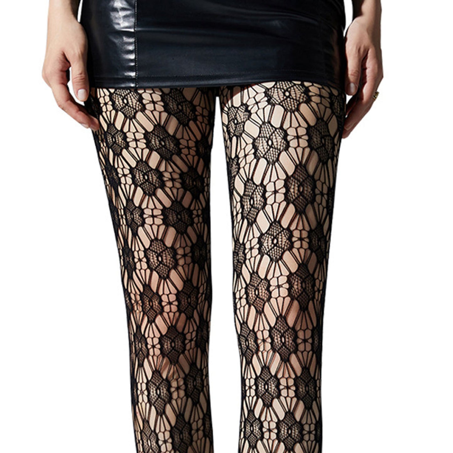 Womens Flower Cut Out Fishnet Tights