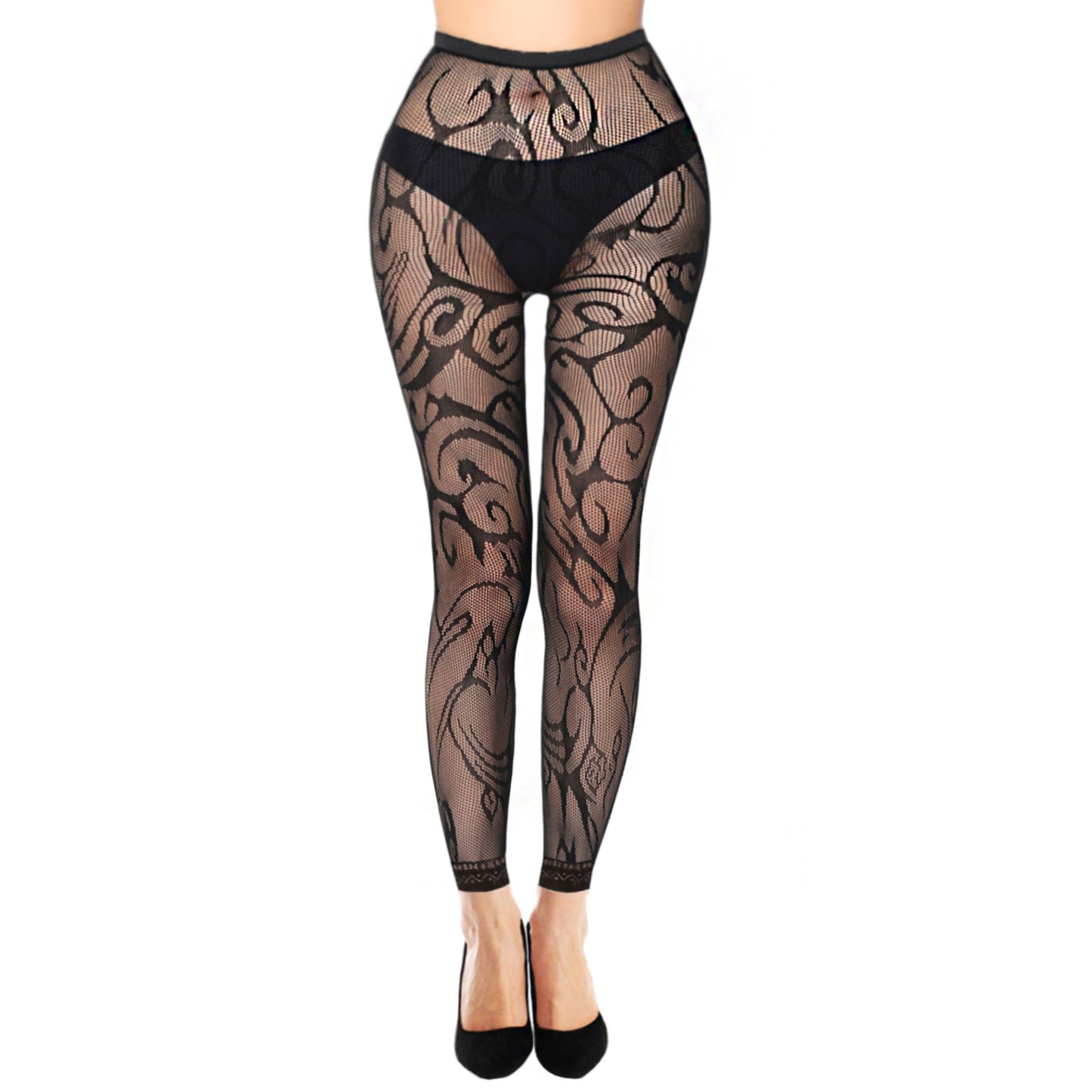 Women Zebra Footless Tights In Black - Simply Joshimo