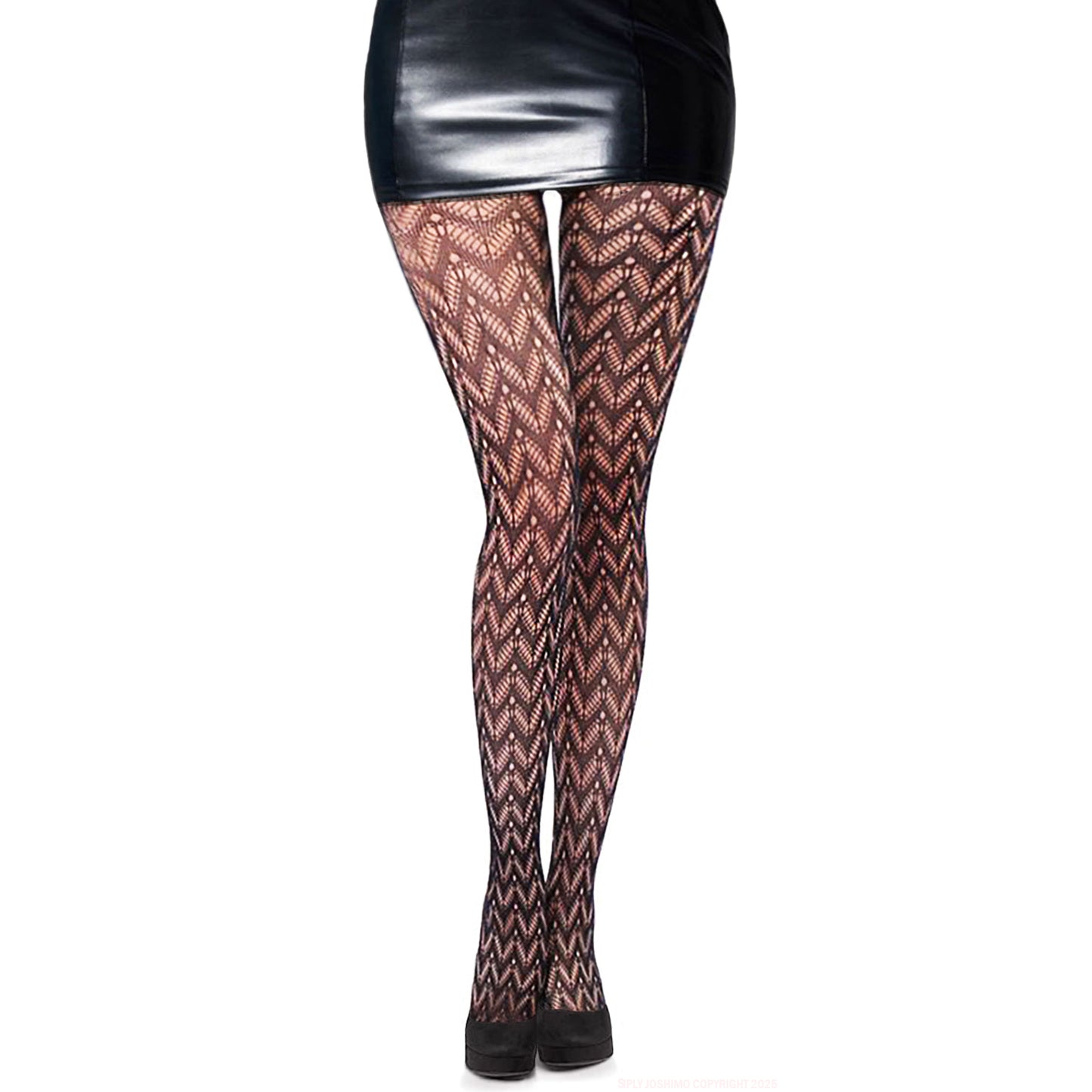 Chevron pattern fishnet tights with skirt - Simply Joshimo