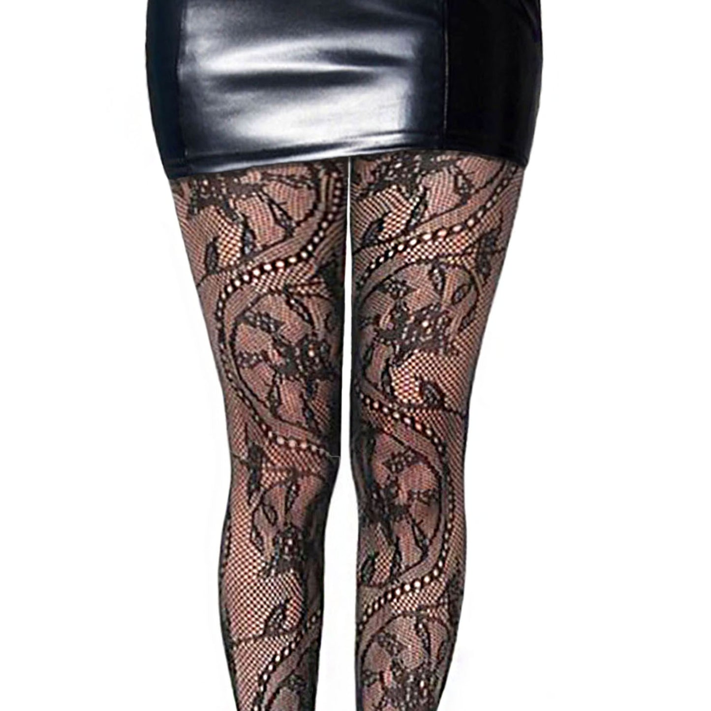 Womens black floral fishnet pattern tights - Simply Joshimo
