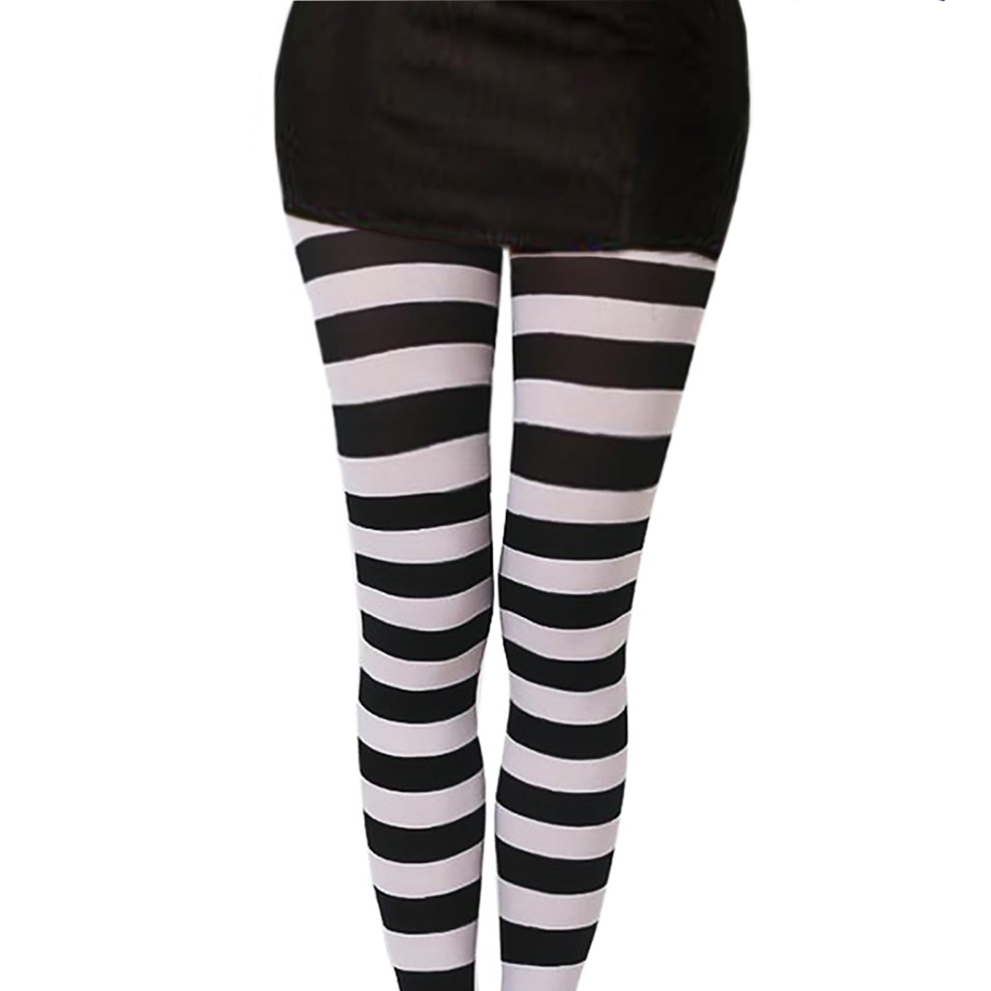 Womens black and white striped hosiery