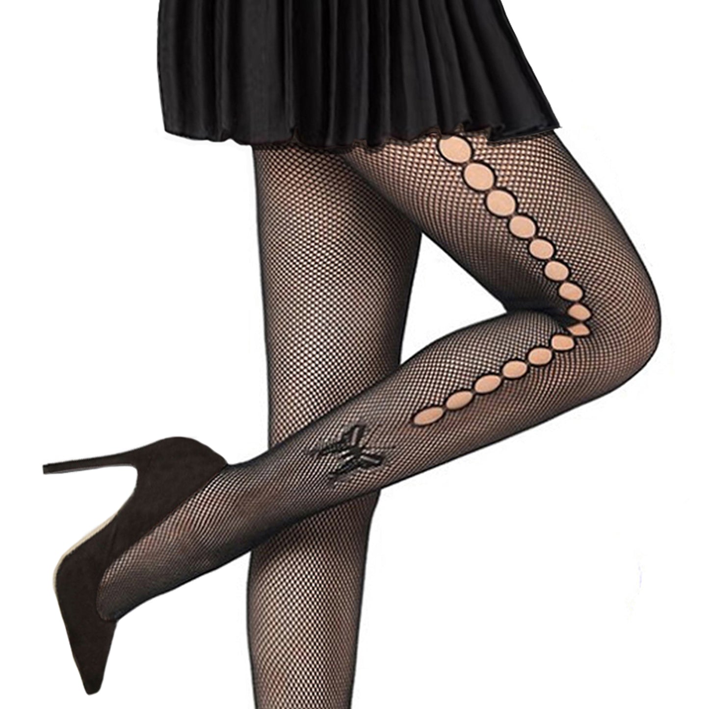 Black mesh tights with hollow out butterfly design