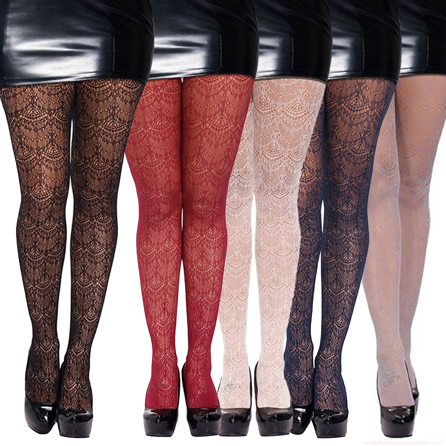 Womens coloured patterned fishnet tights - simply joshimo