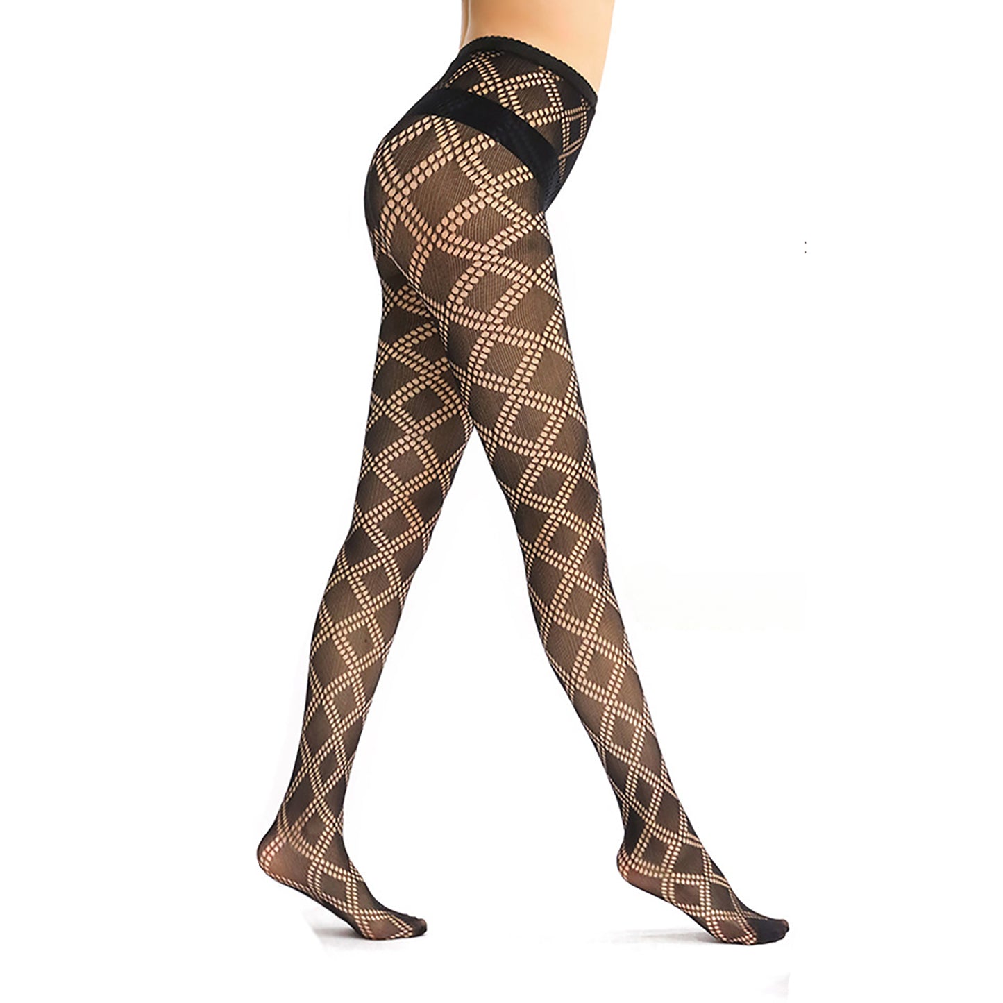 Cut Out Black Diamond Fishnet Tights - Simply Joshimo