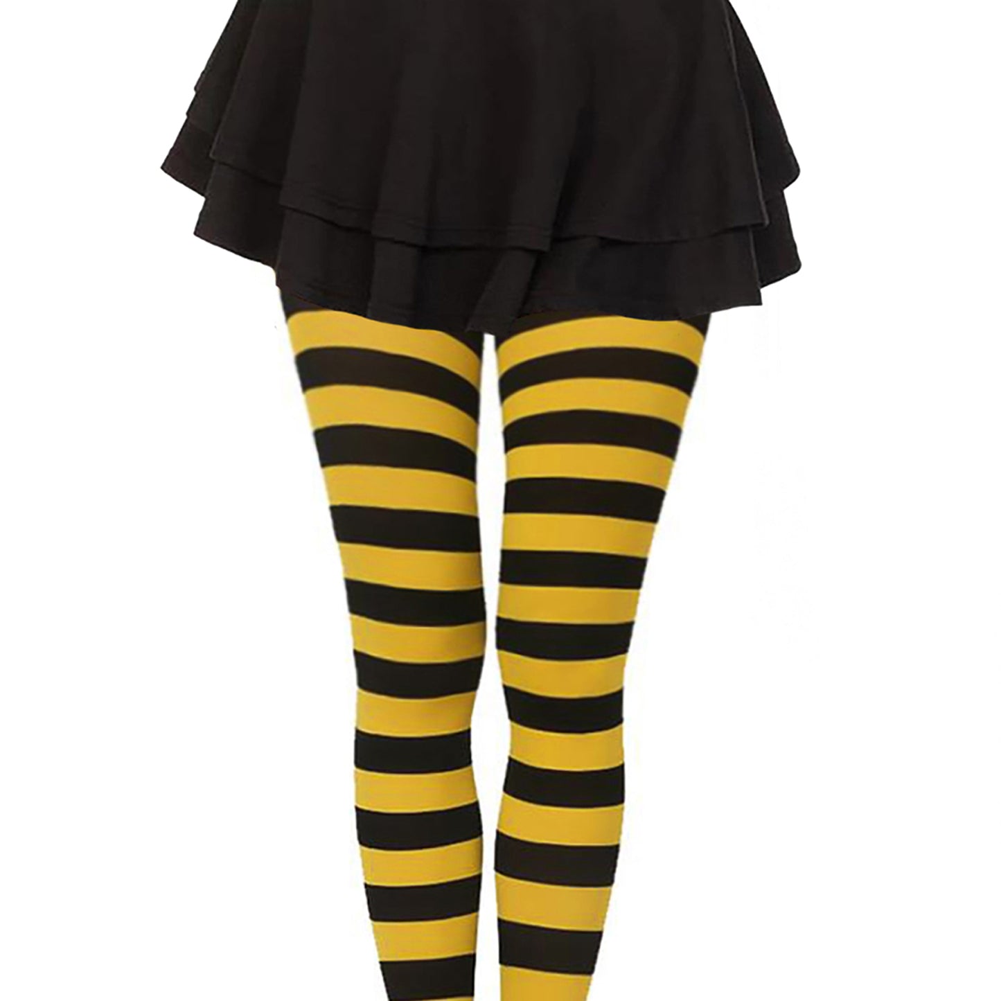 Yellow black horizontal striped hosiery