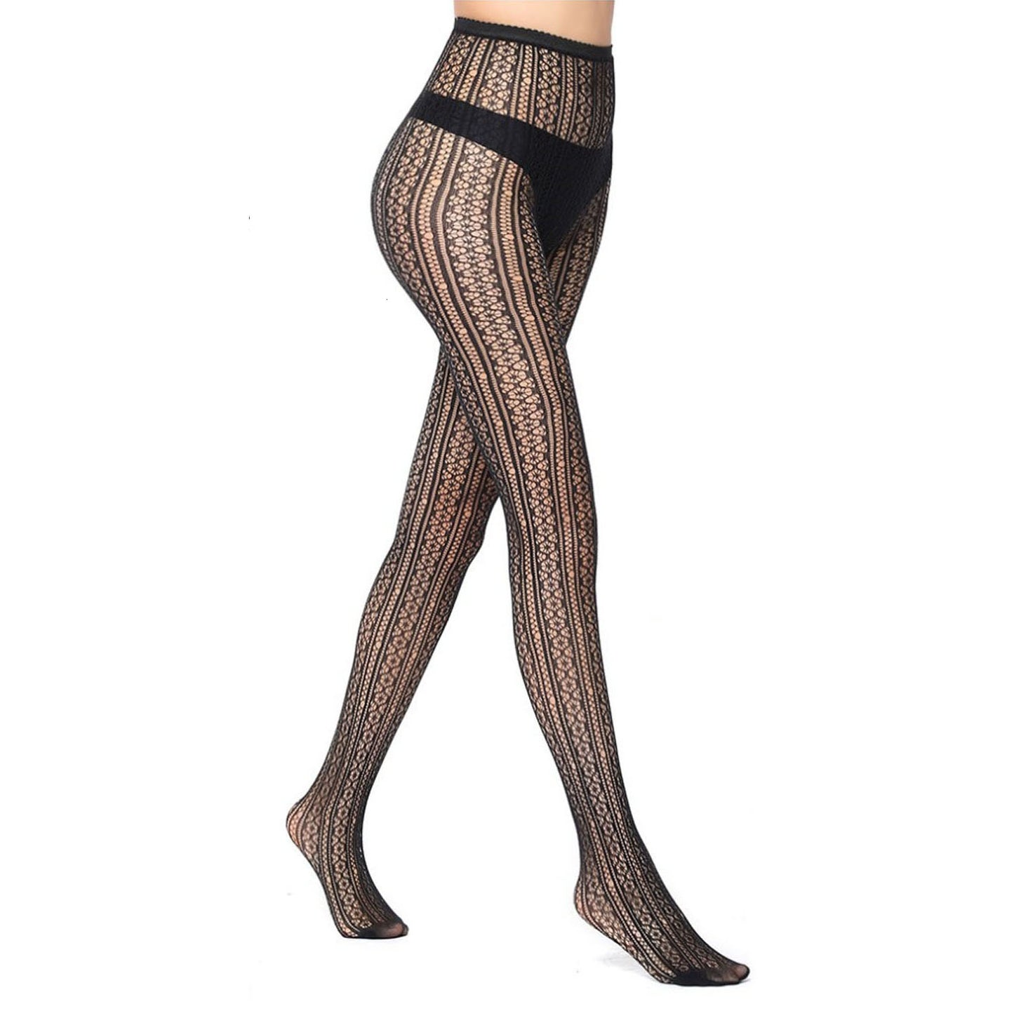 Womens new patterned fishnet tights in black