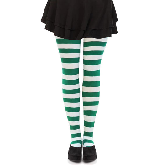 Simply Joshimo green and white striped tights for fancy dress