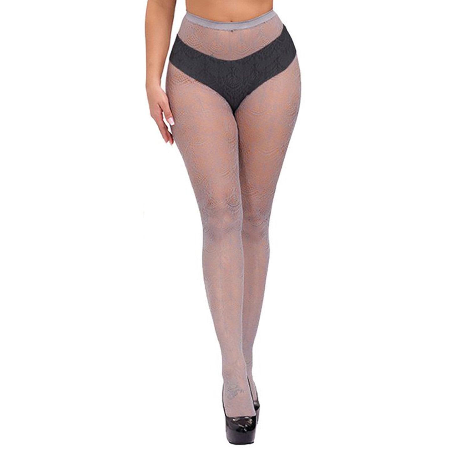 Women's grey tribal design fishnet tights - Simply Joshimo