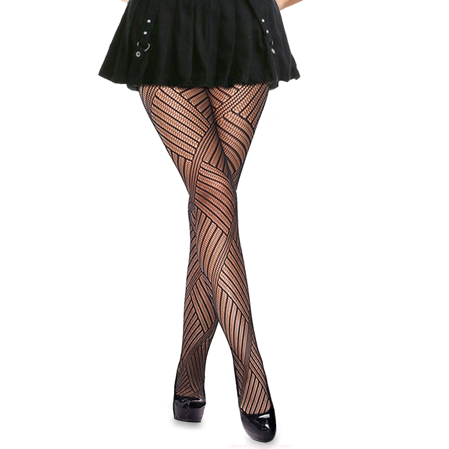 Womens new patterned fishnet tights in black - Simply Joshimo
