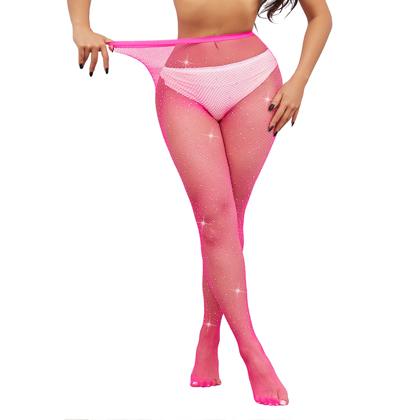 Women’s neon pink colourful tights with sparkles