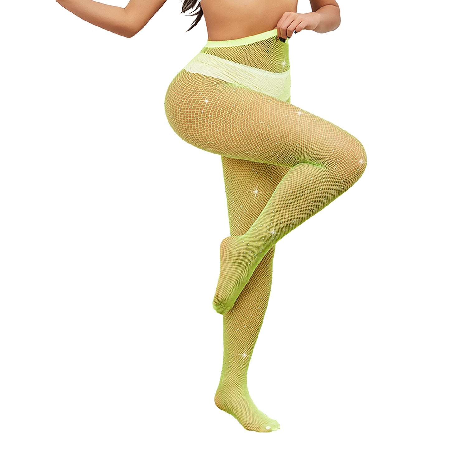 Ladies colourful diamante fine net hosiery