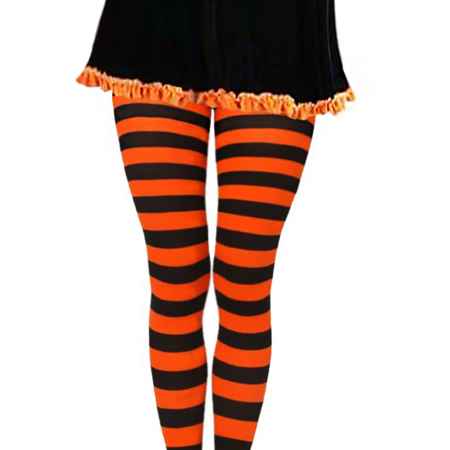 orange and black horizontal striped hosiery
