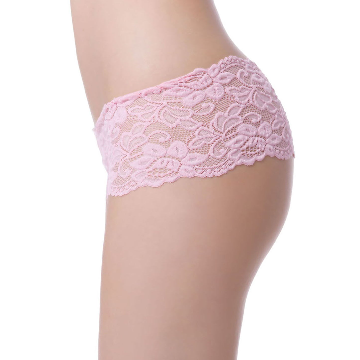 Lace scalloped pink French Knicker Lingerie with cotton gusset