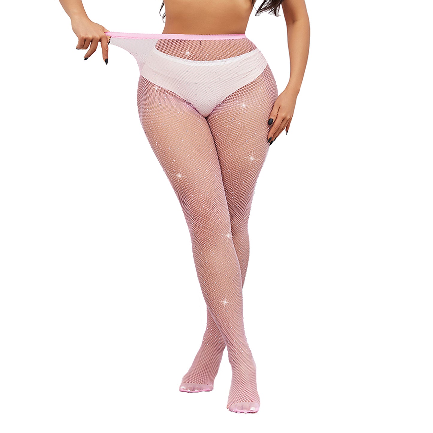Ladies colourful diamante fine net hosiery