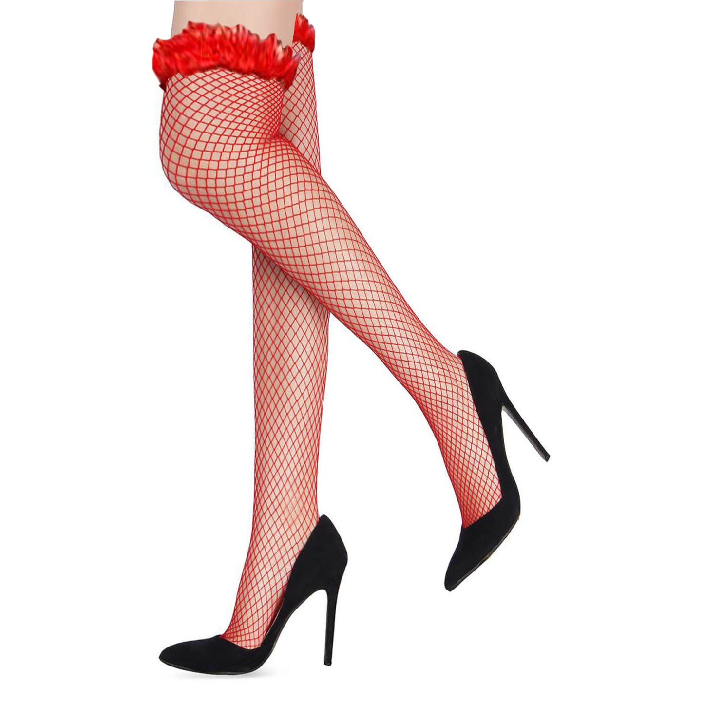 Whale net Christmas stockings with a red ruffles trim