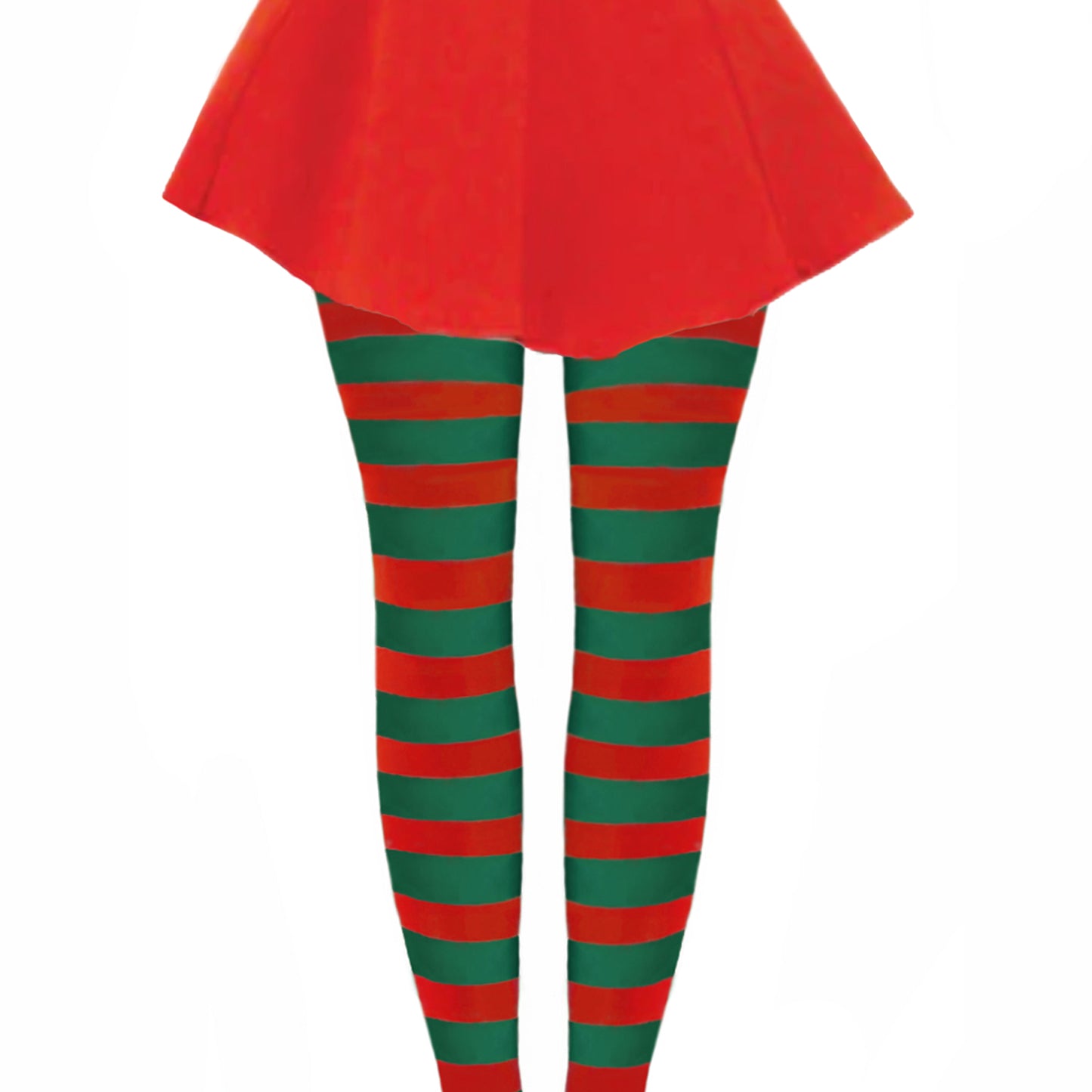 red and green horizontal striped hosiery