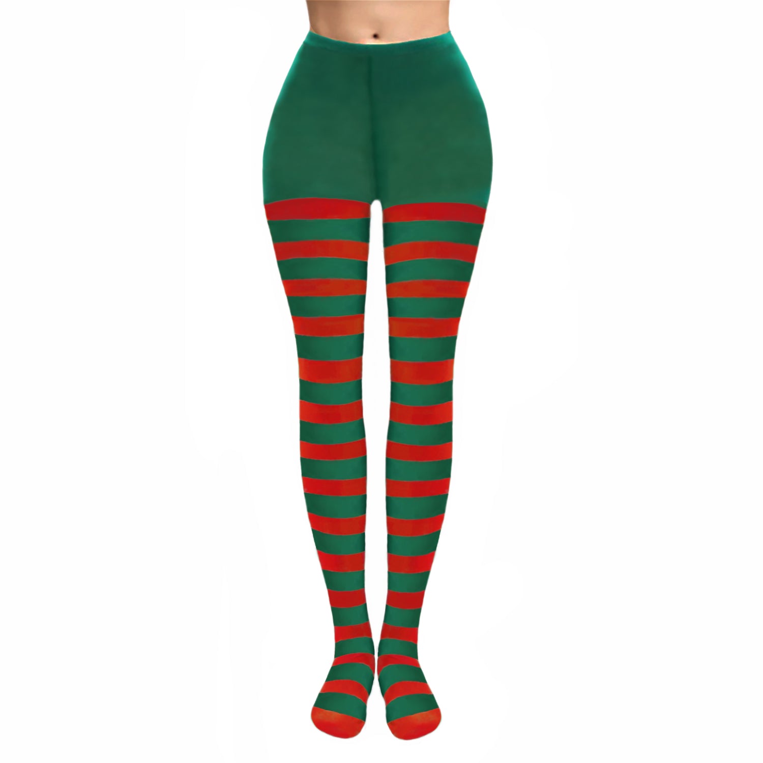Simply Joshimo - Colourful green and red striped tights, elf fancy dress