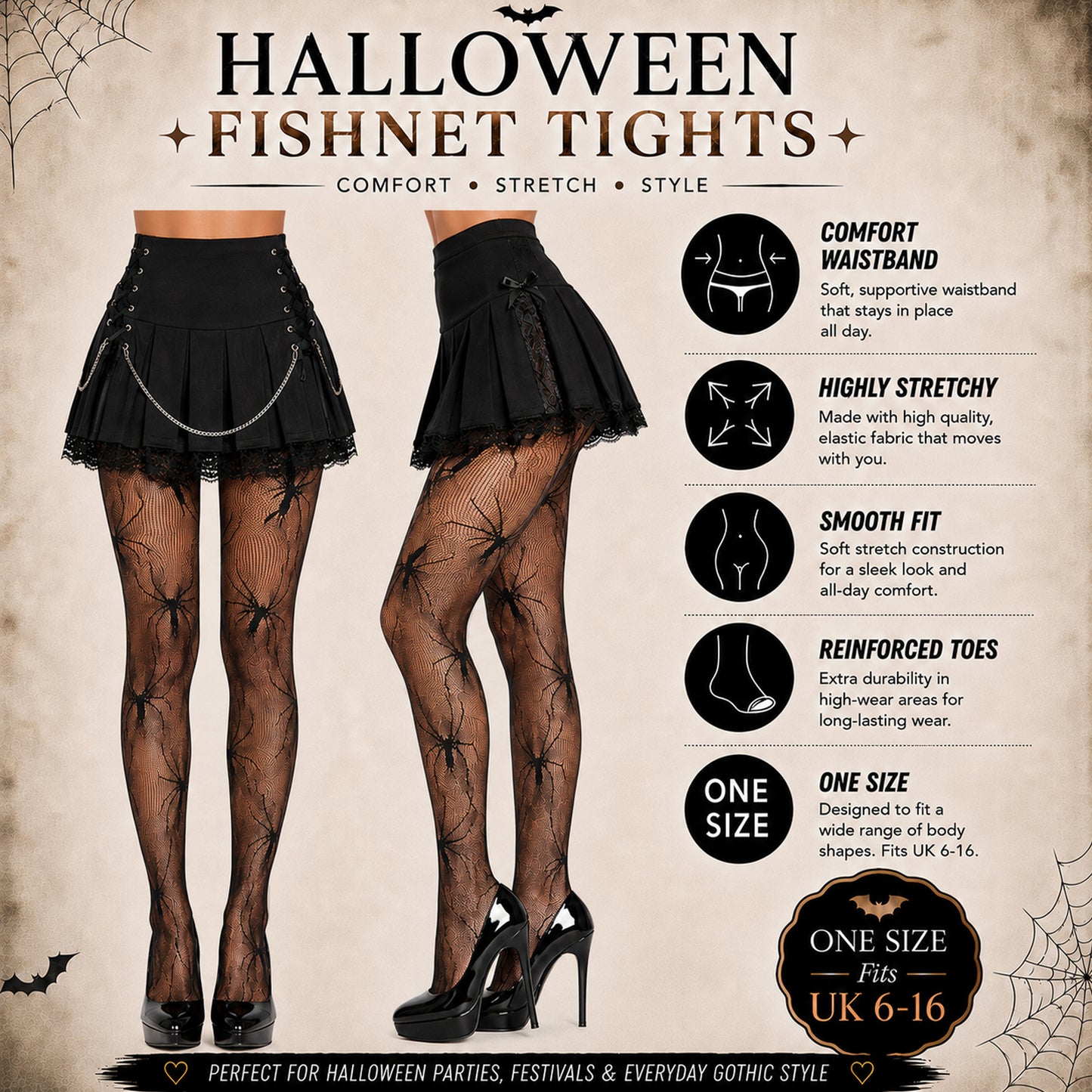 Large Spider Fishnet Tights