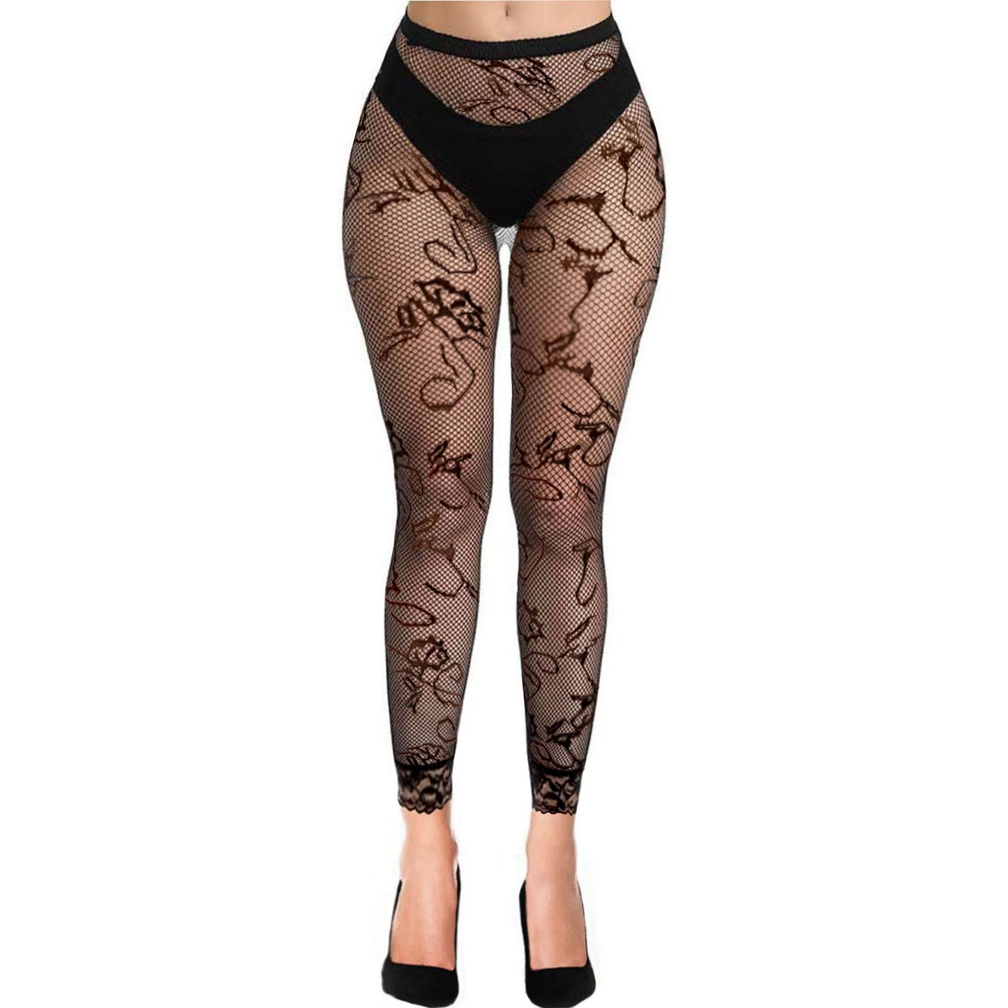 Abstract Floral Footless Fishnet Tights - Simply Joshimo