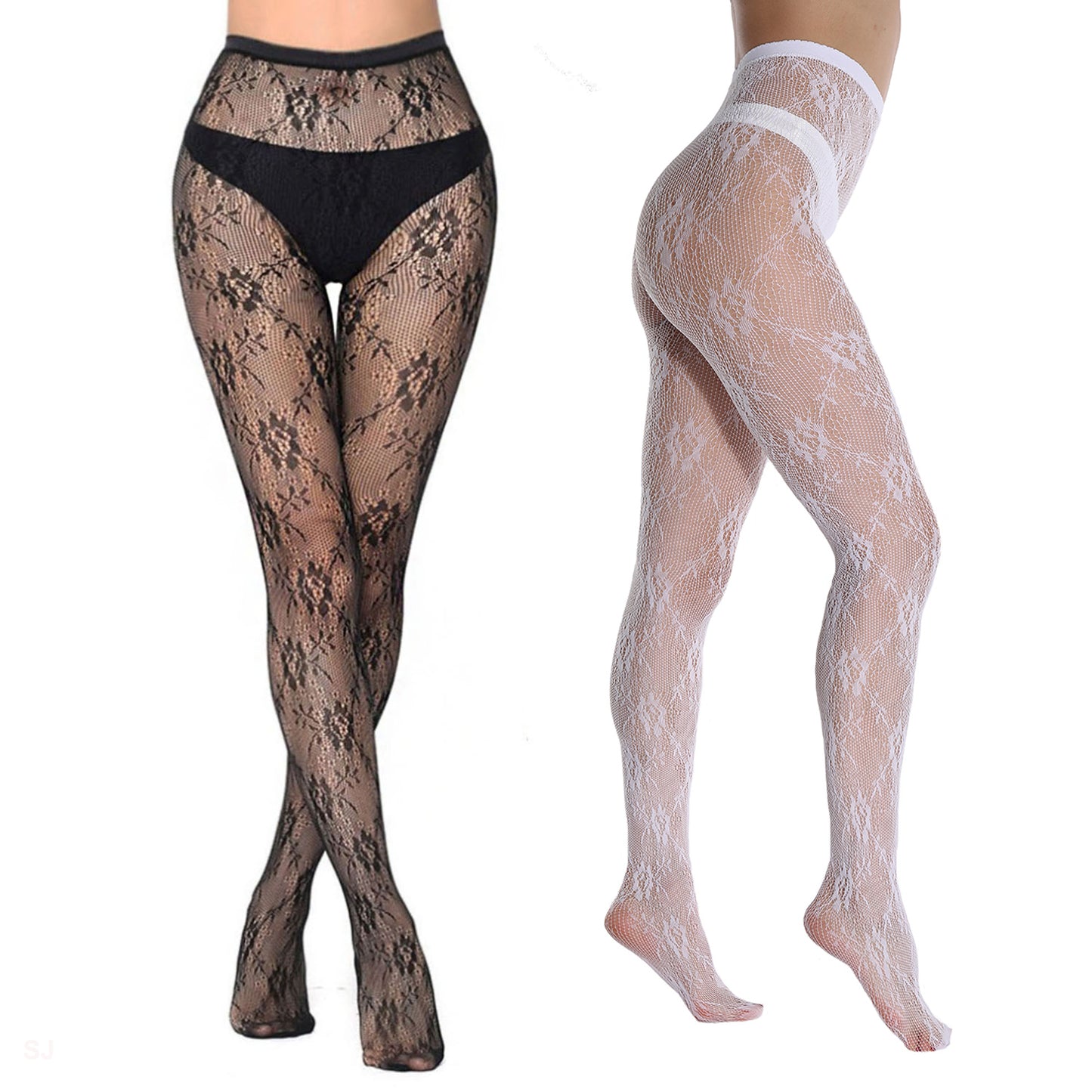Midnight Rose Black Mesh Fashion Tights