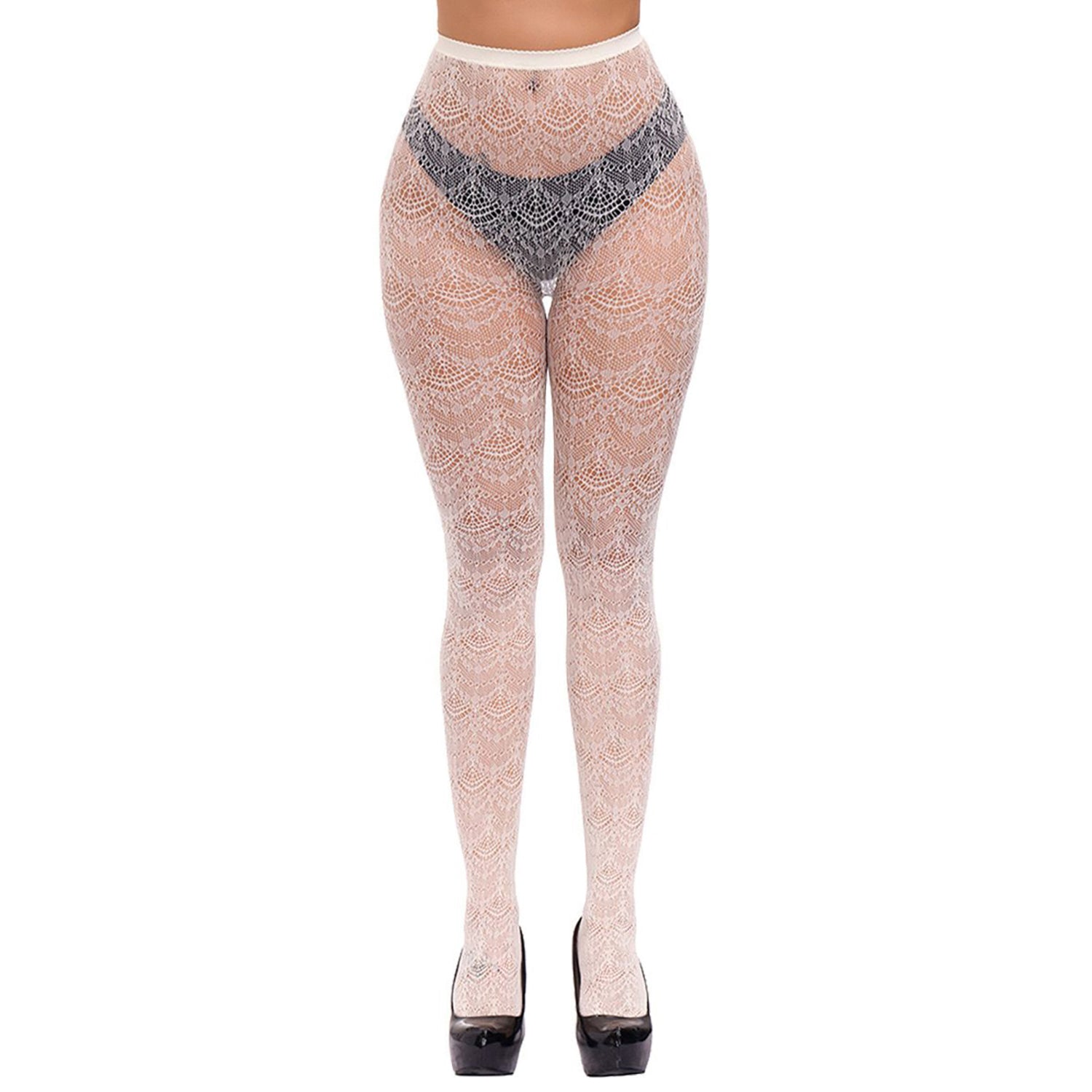 Women's cream tribal patterned tights - Simply Joshimo